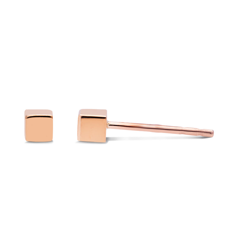 9 Carat Yellow Gold Cubed Stud Earrings