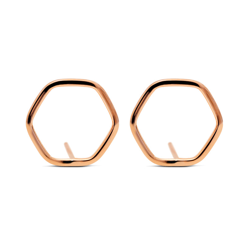 9 Carat Yellow Gold Hexagonal Stud Earrings