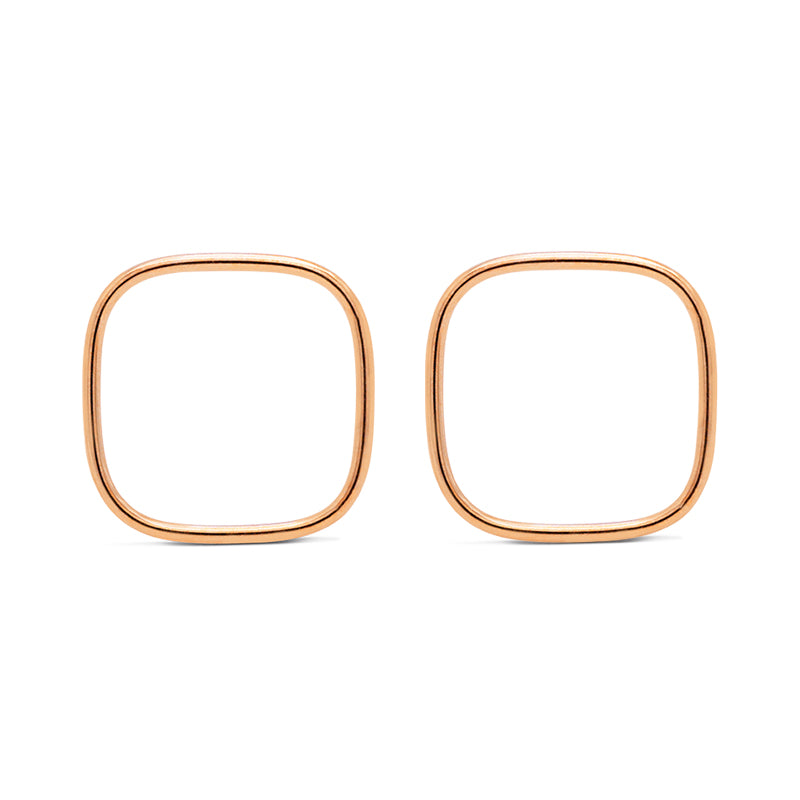 9 Carat Yellow Gold Open Cushion Shaped Stud Earrings