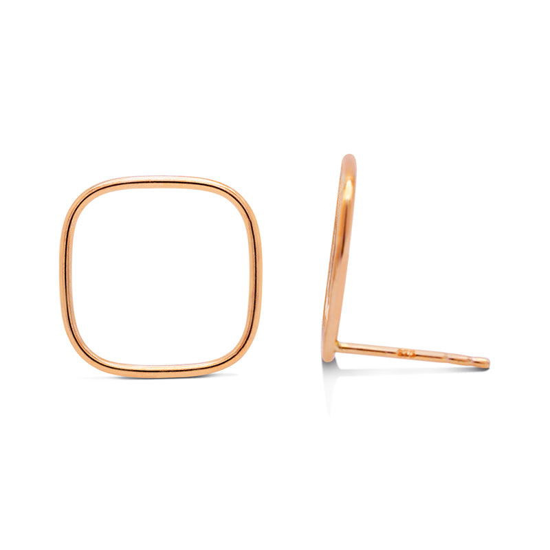 9 Carat Yellow Gold Open Cushion Shaped Stud Earrings