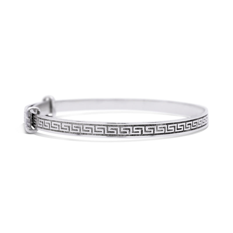 Silver Greek Key Baby Bangle