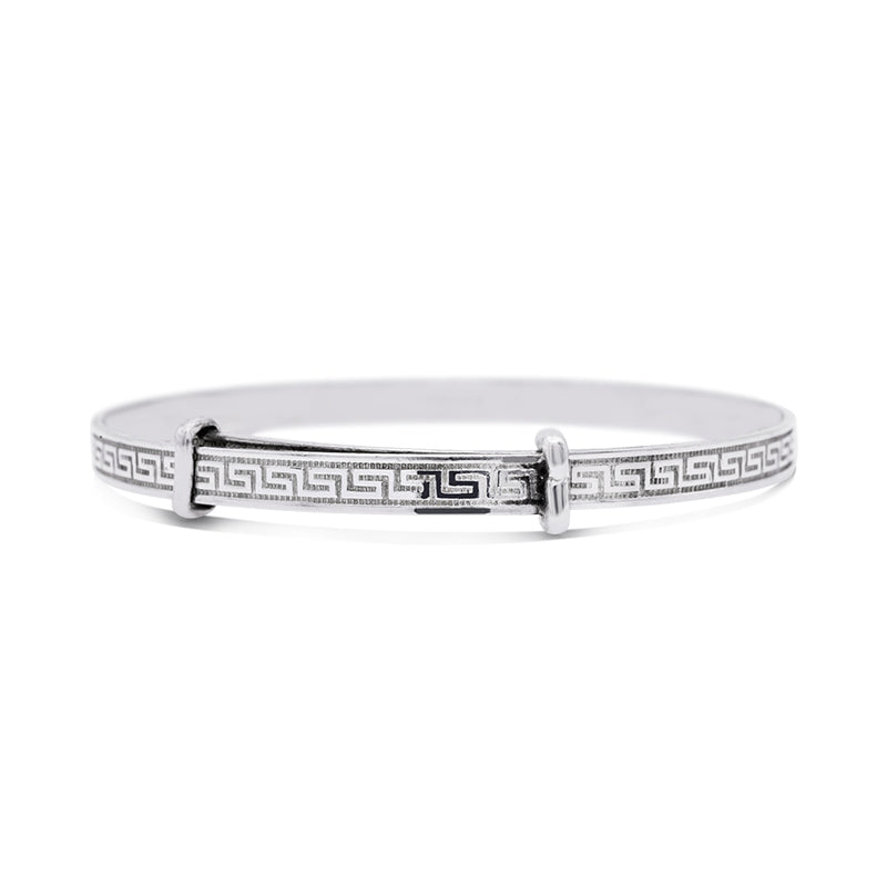 Silver Greek Key Baby Bangle