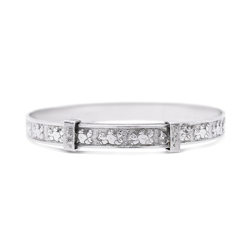 Silver Teddy Bear Baby Bangle