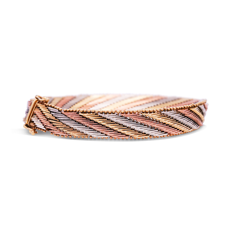 9 Carat Yellow, Rose and White Gold Bracelet