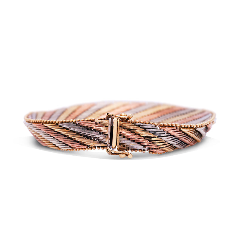 9 Carat Yellow, Rose and White Gold Bracelet