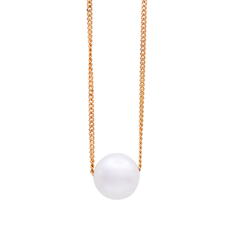 9 Carat Yellow Gold Sliding Pearl Necklace