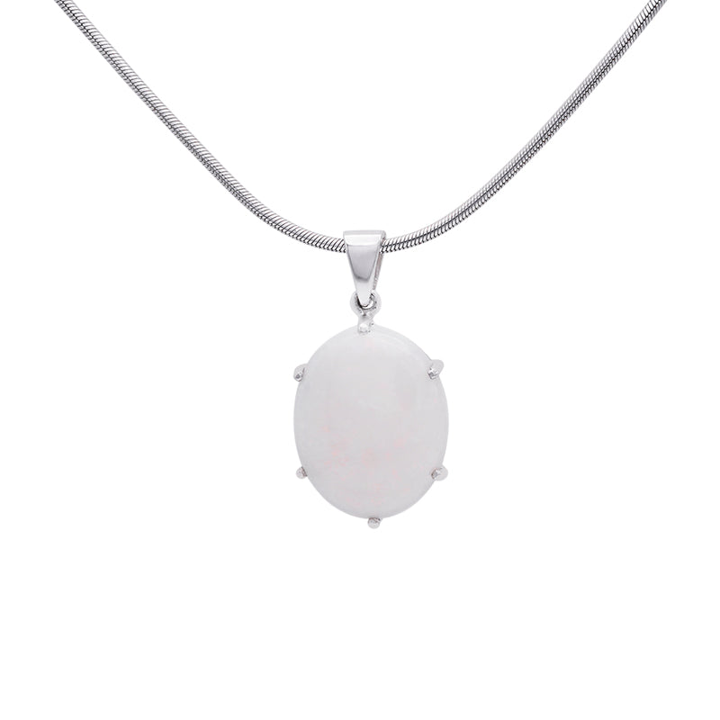 9 Carat White Gold Opal Pendant on Chain