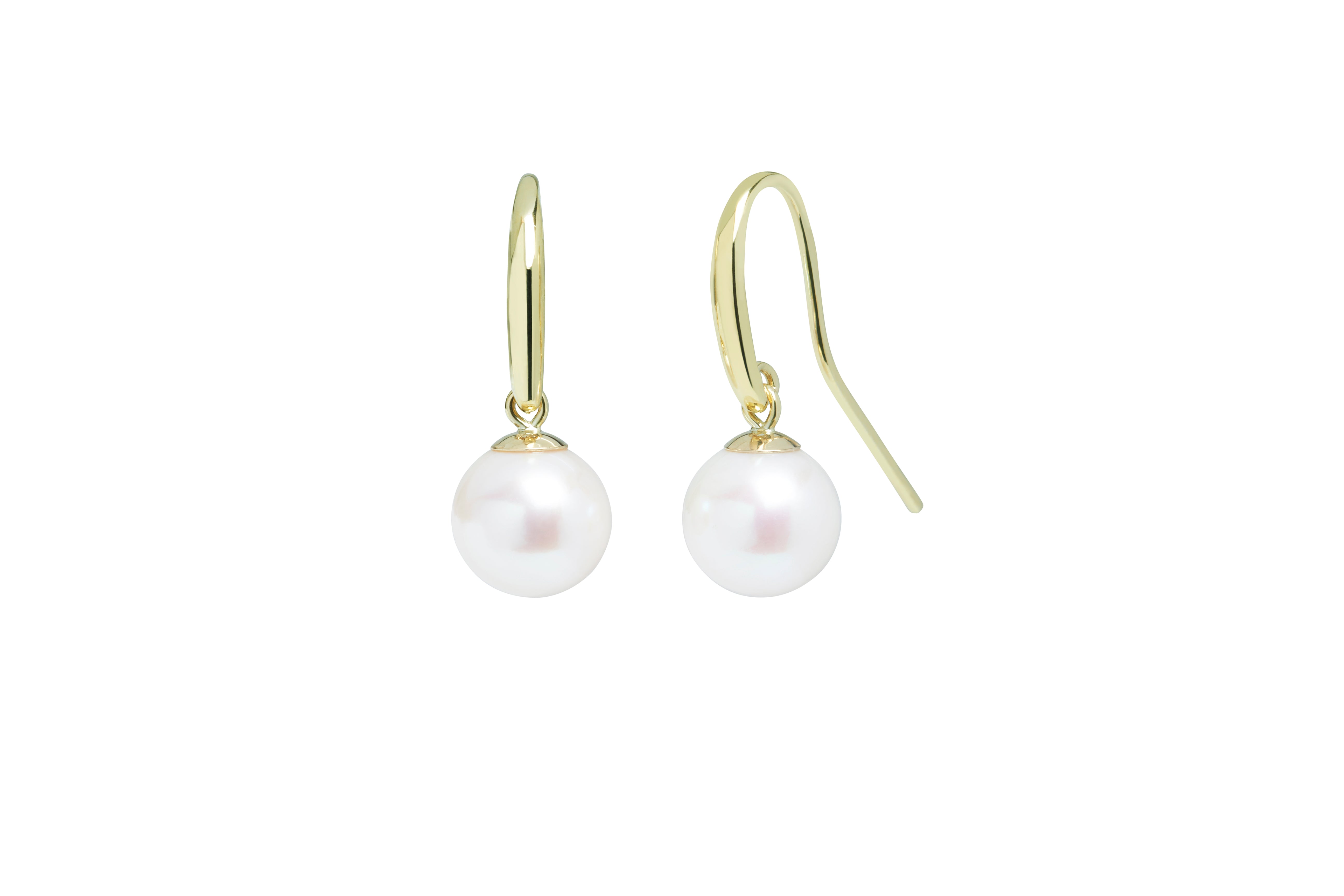 9 Carat Gold Cultured Pearl Shepherd's Hook Drop Earrings