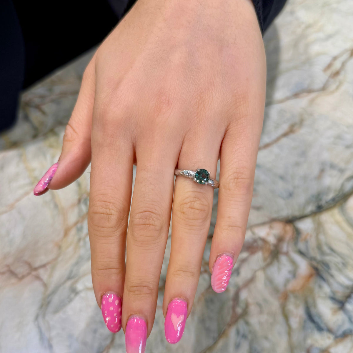 Terra - Teal Sapphire Solitaire 9ct White Gold Ring