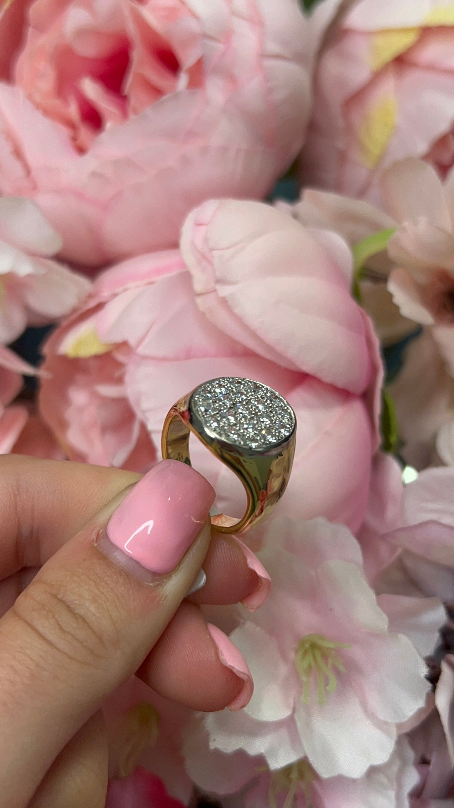 14 Carat Yellow Gold Diamond Signet Ring