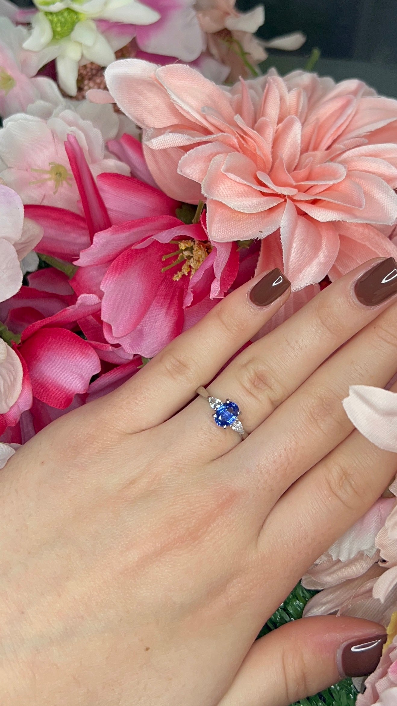 Platinum Sapphire and Diamond Ring