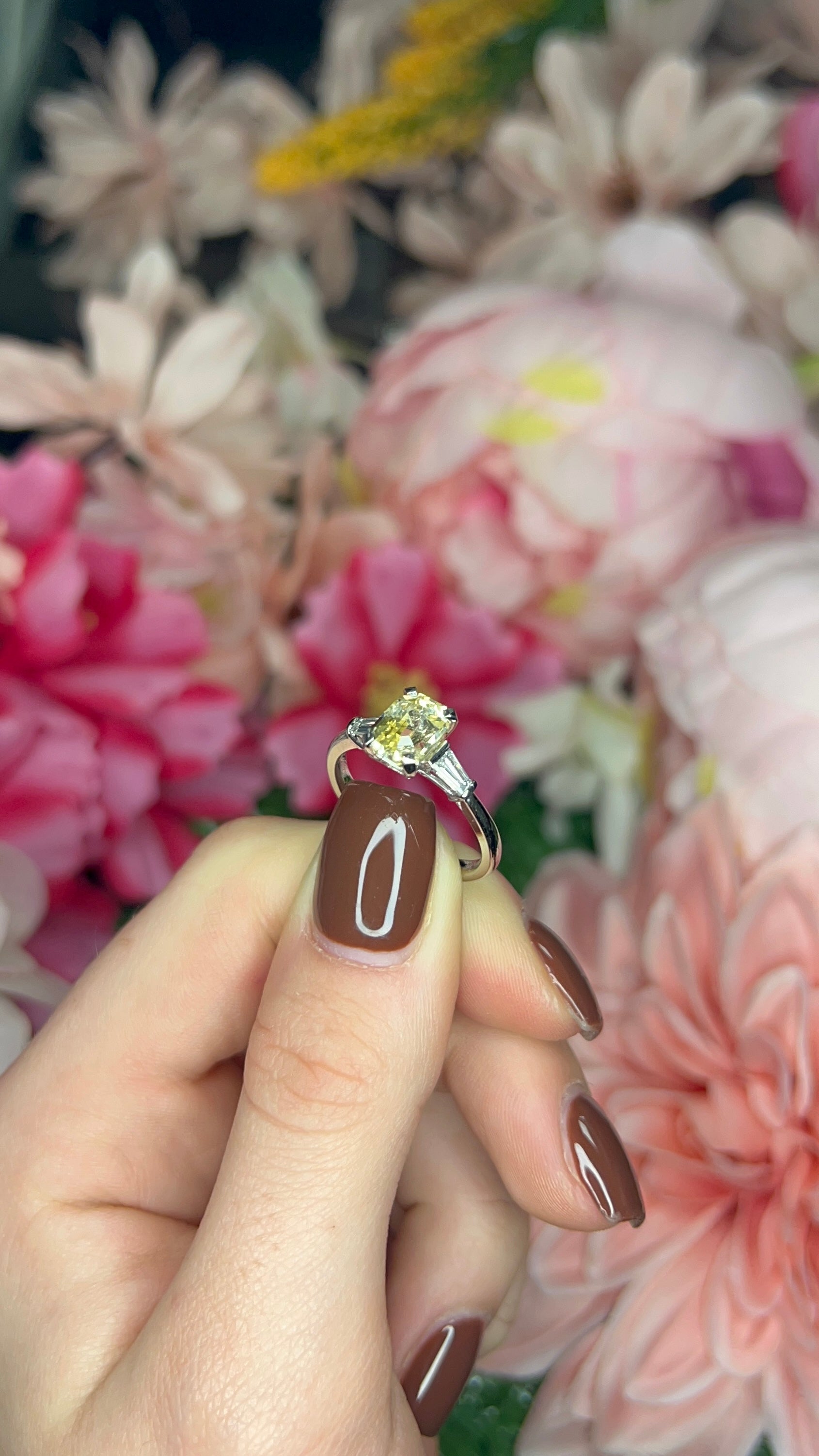 Platinum Yellow Sapphire and Diamond Ring