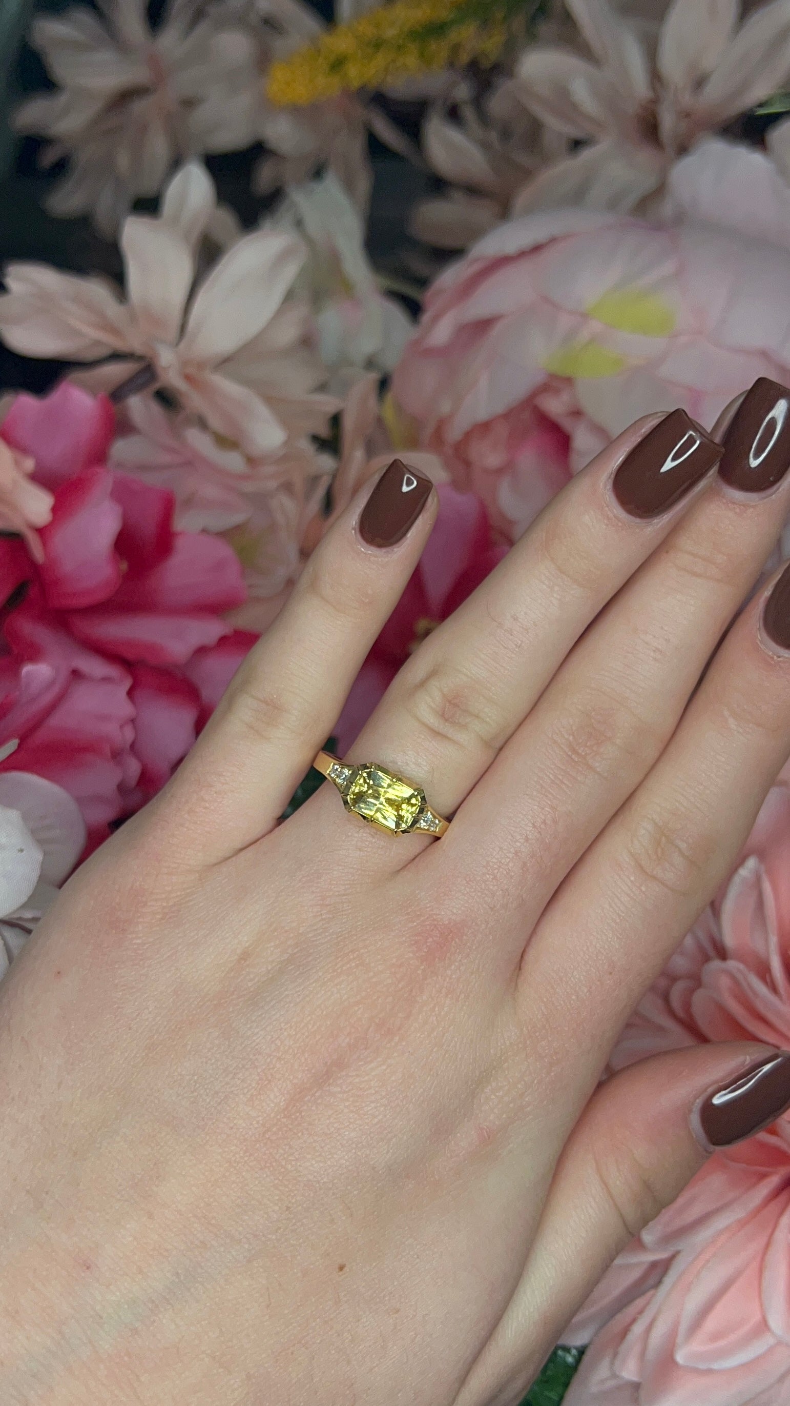 18 Carat Yellow Gold Yellow Sapphire and Diamond Ring