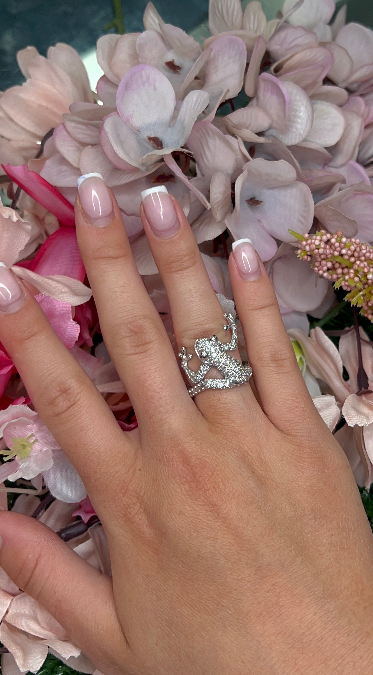 18 Carat White Gold Diamond Frog Ring
