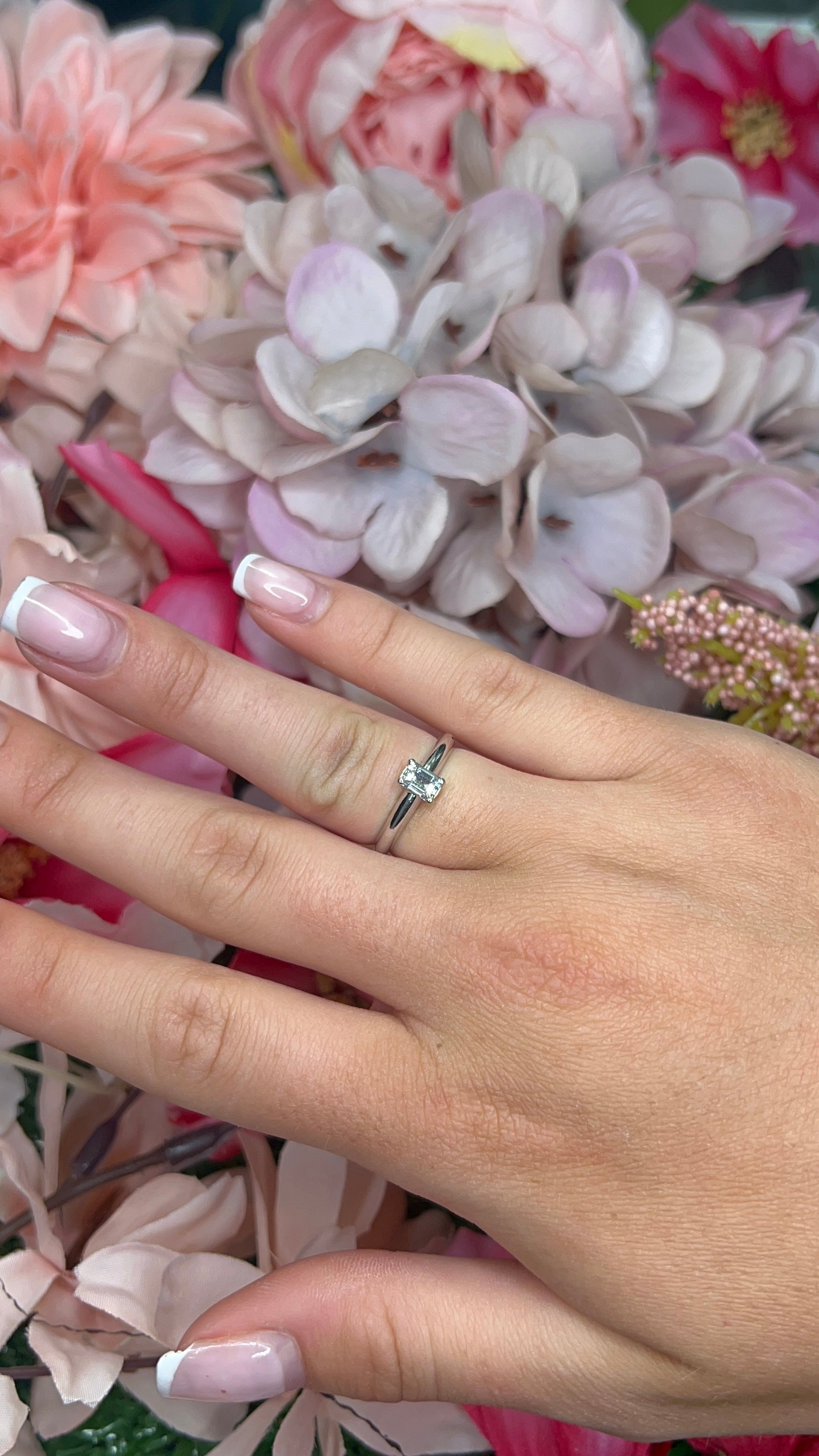 18 Carat White Gold Emerald Cut Diamond Solitaire Ring