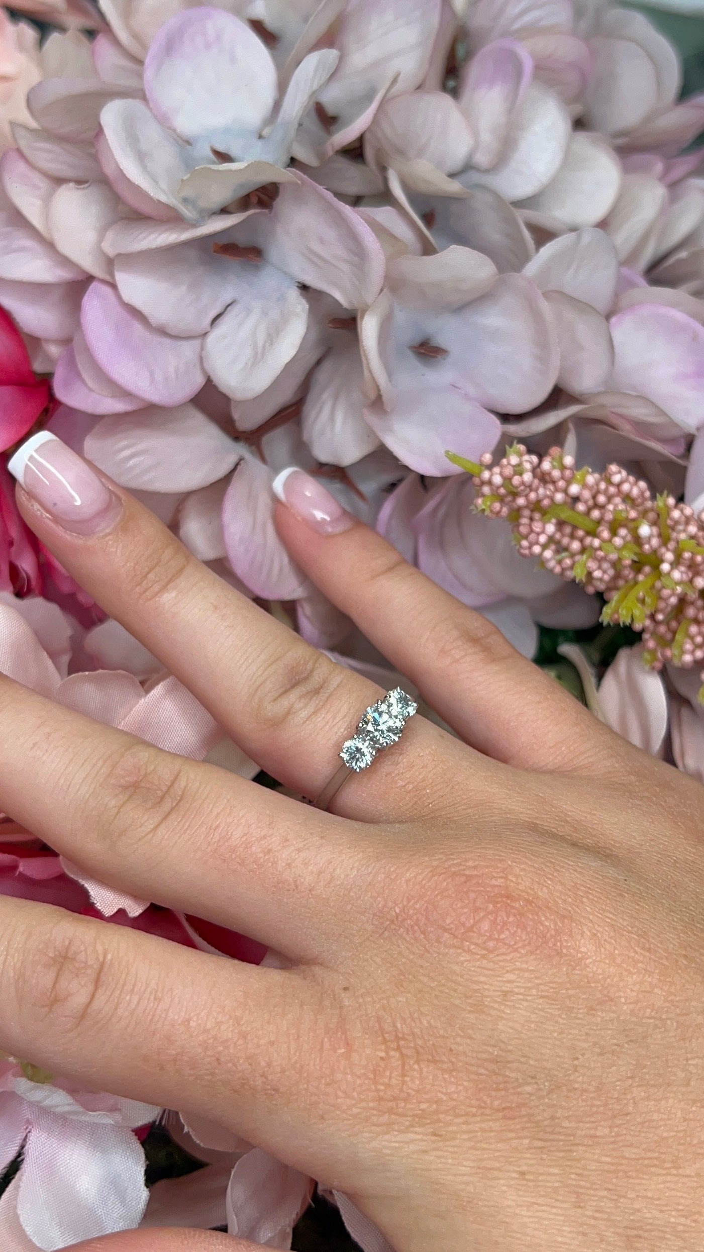 Platinum Three Stone Diamond Ring, 1.31ct Total