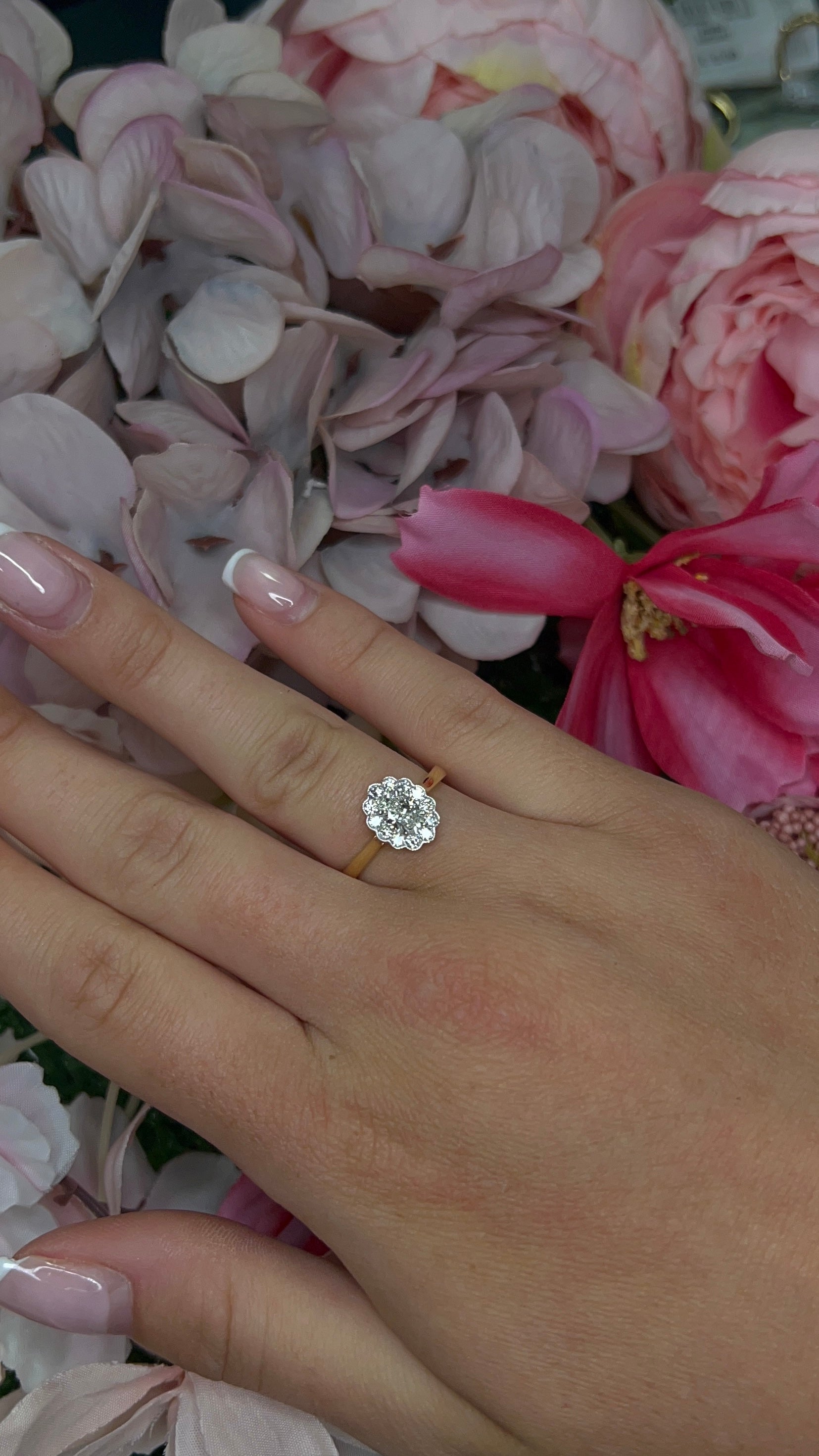 18 Carat Yellow Gold Diamond Cluster Ring