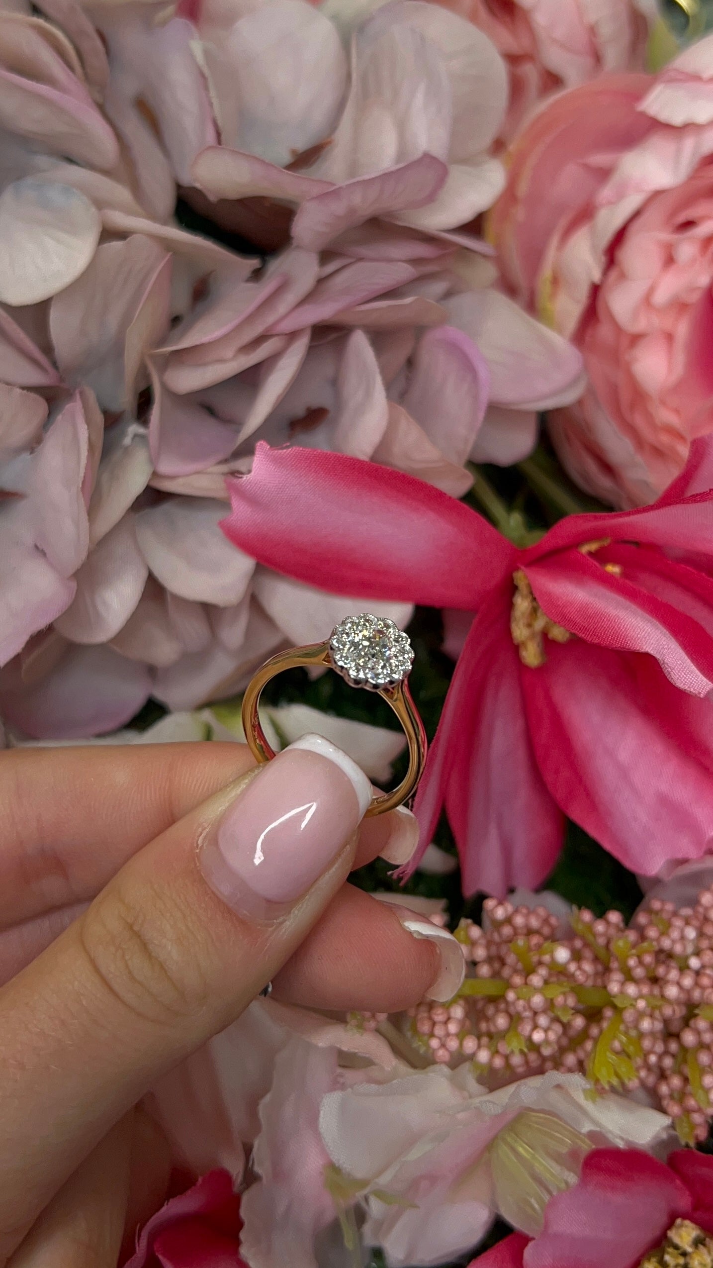 18 Carat Yellow Gold Diamond Cluster Ring