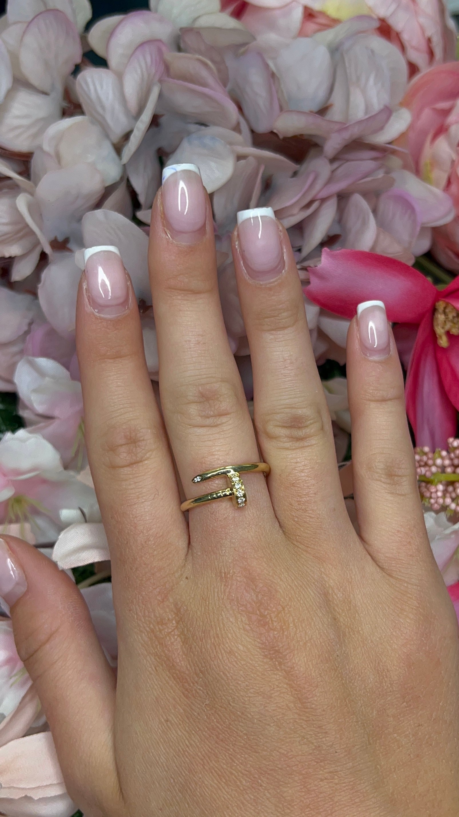 9 Carat Yellow Gold Diamond 'Nail'  Ring