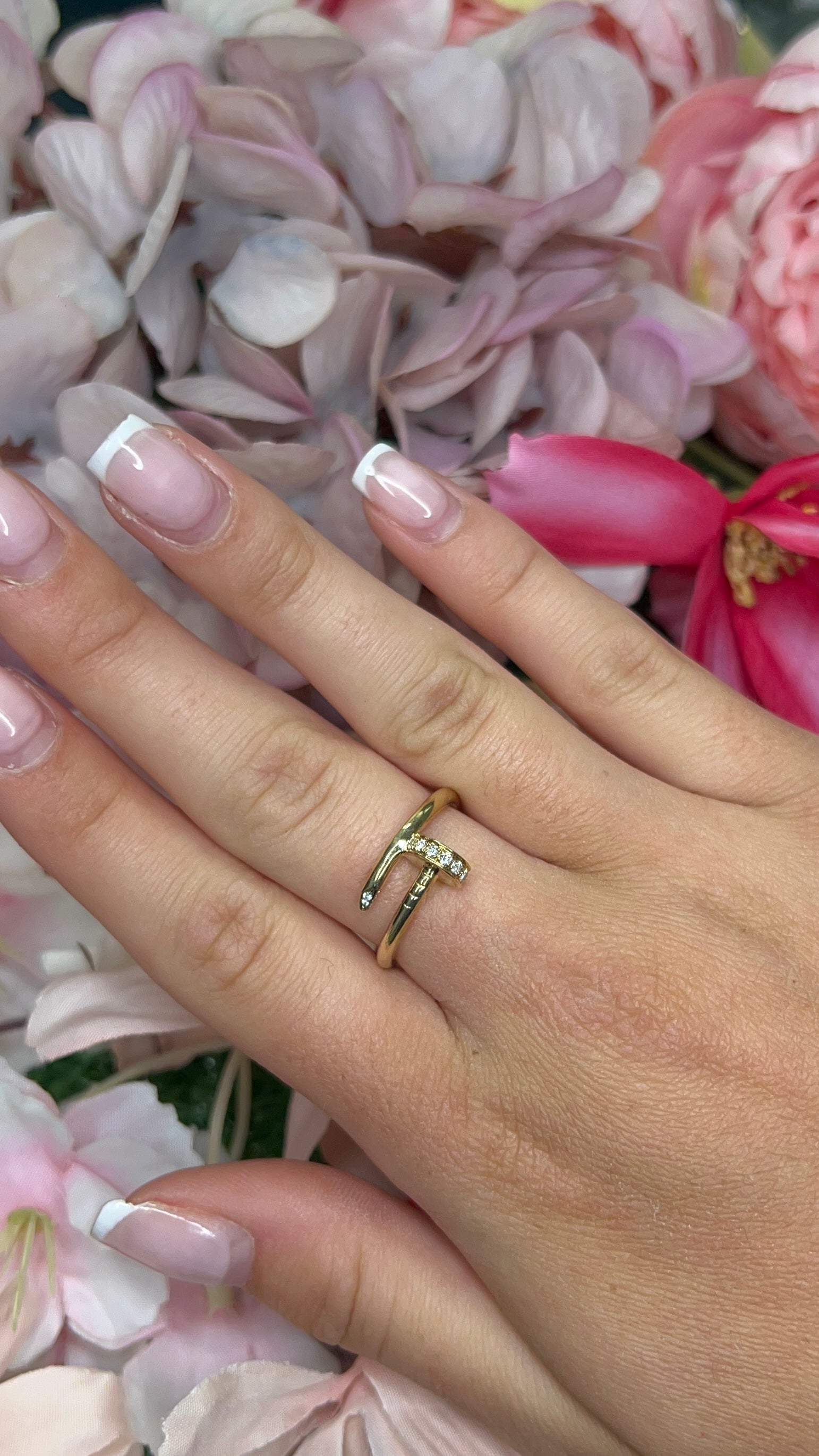 9 Carat Yellow Gold Diamond 'Nail'  Ring
