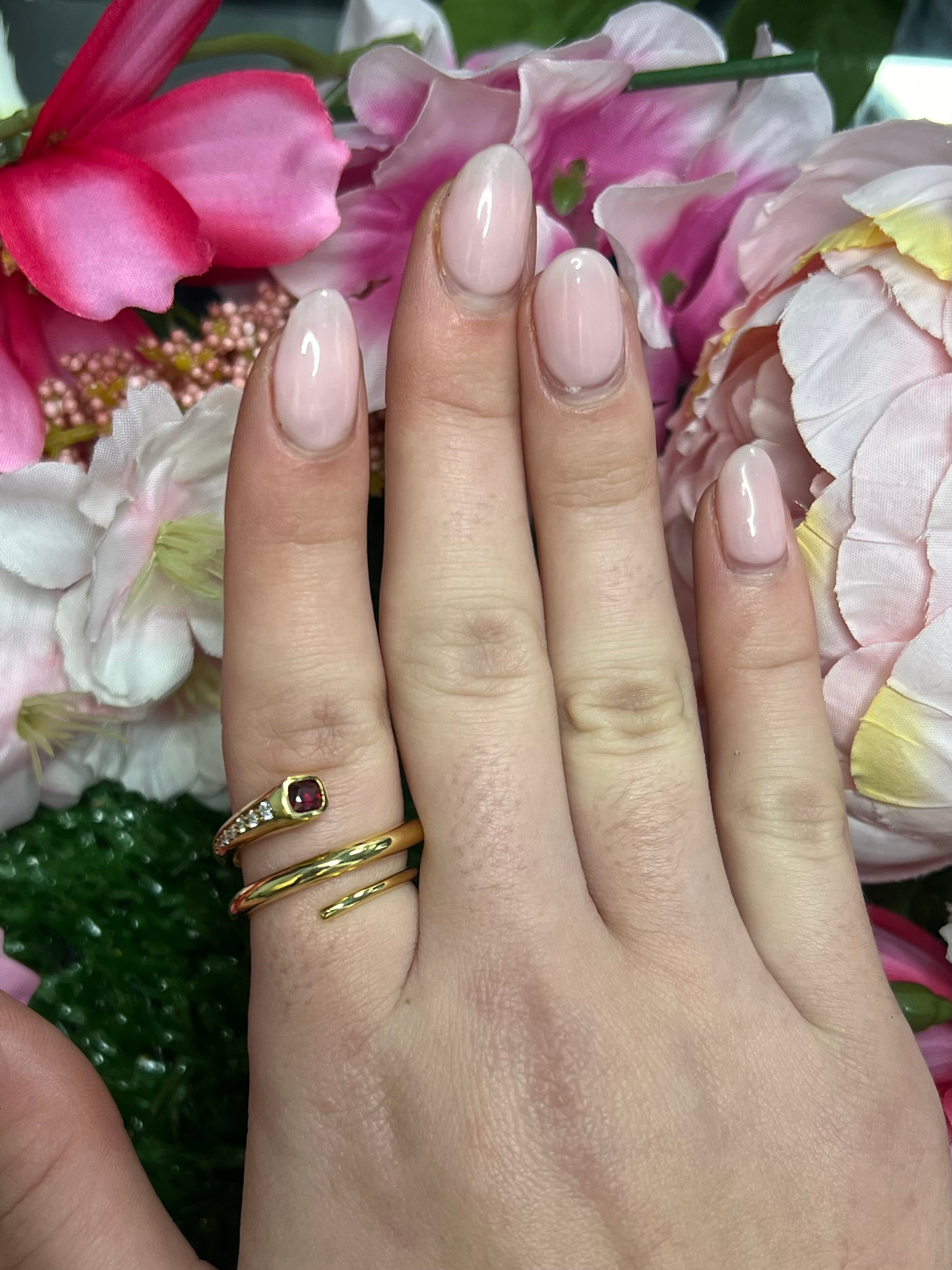 18 Carat Yellow Gold Ruby and Diamond Snake Ring