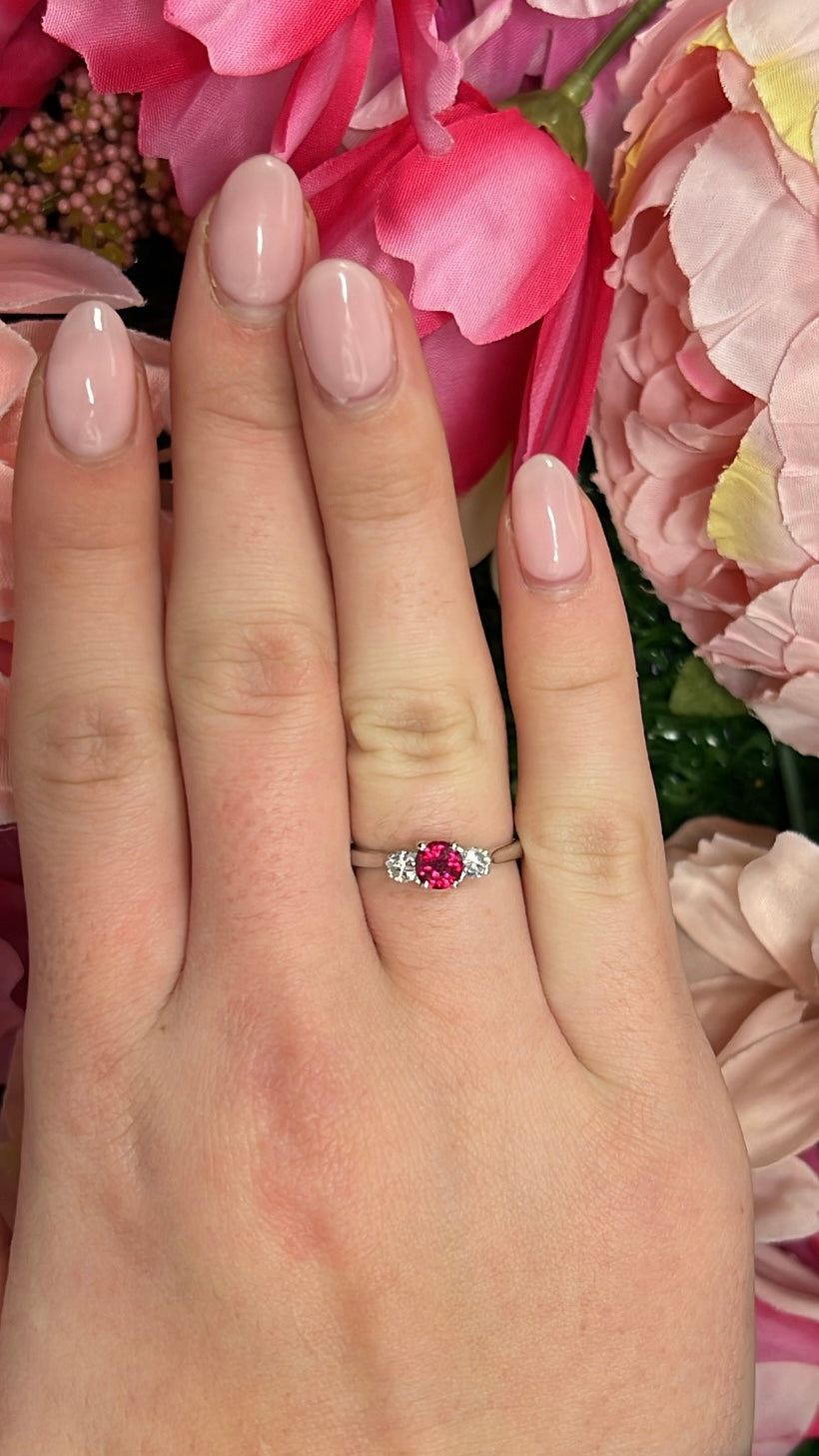 18 Carat White Gold Ruby & Diamond Ring