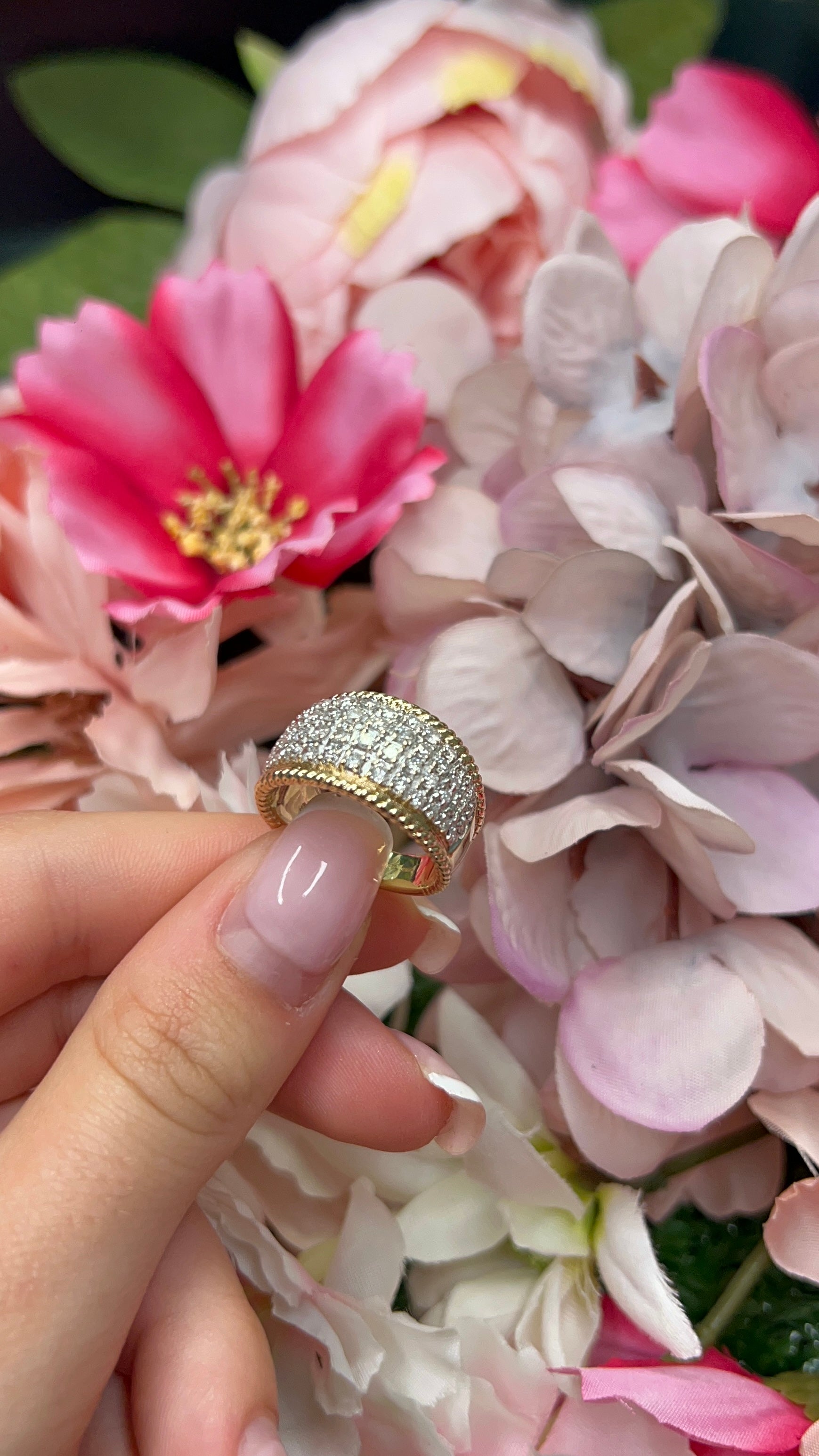 9 Carat Yellow and White Gold Multi Diamond Dress Ring 1.00ct