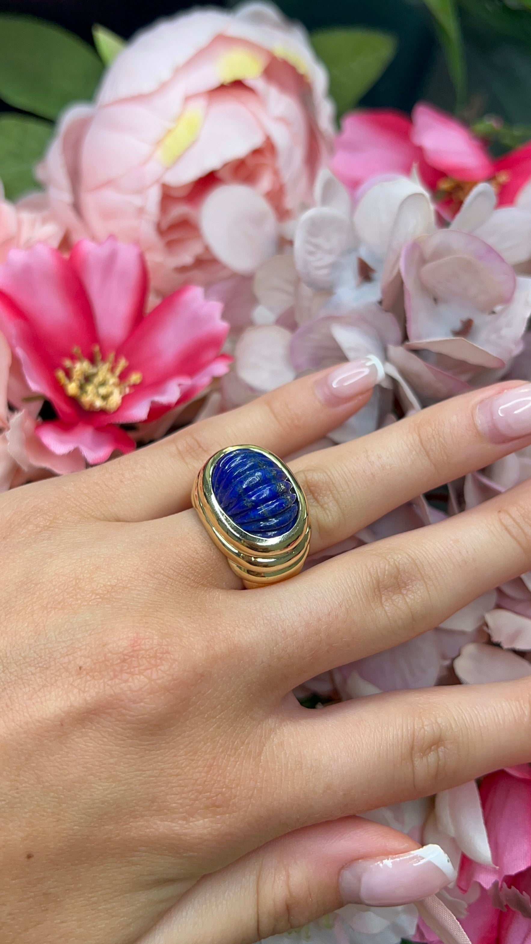 18 Carat Yellow Gold Lapiz Lazuli Cocktail Ring