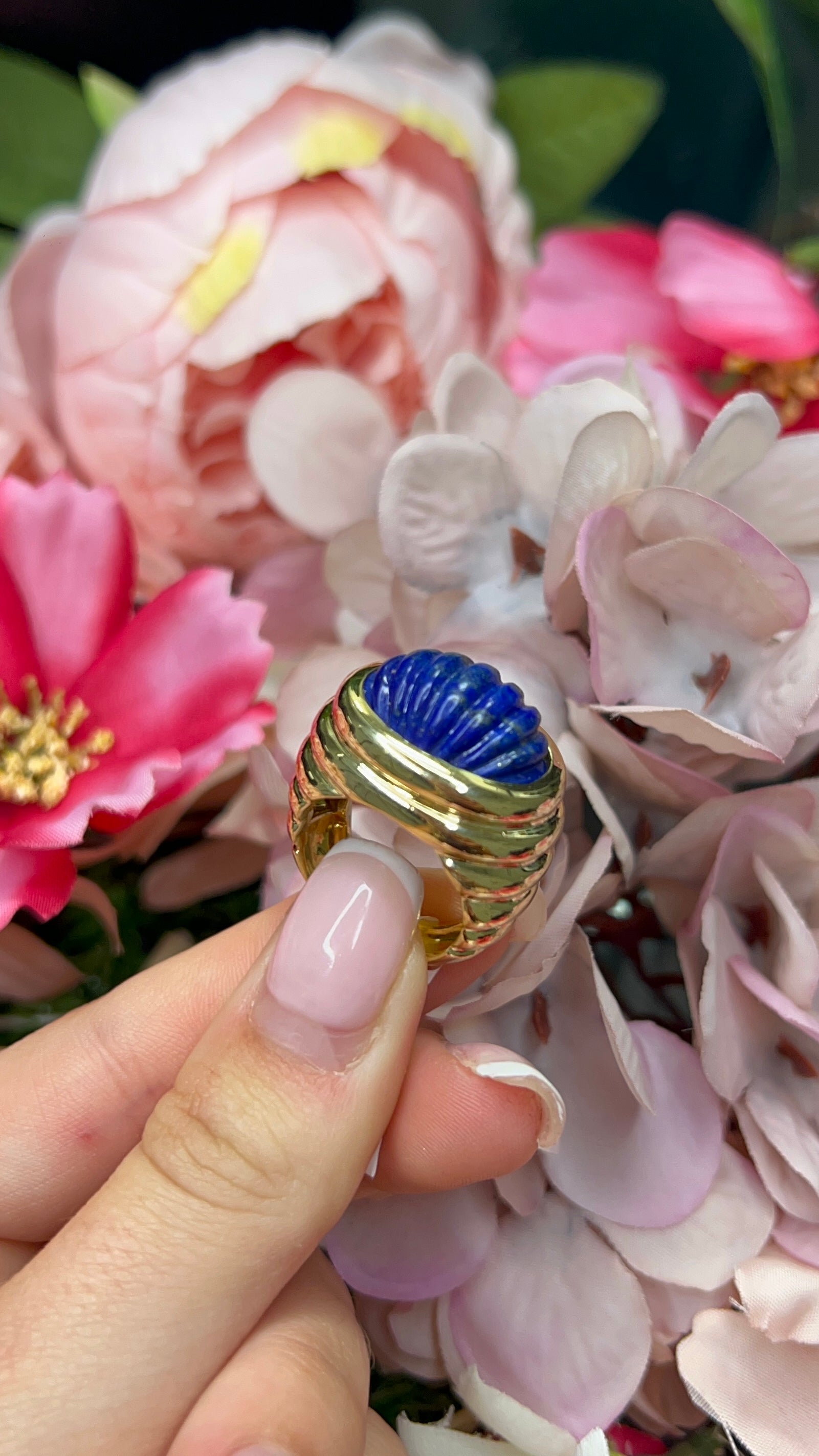 18 Carat Yellow Gold Lapiz Lazuli Cocktail Ring