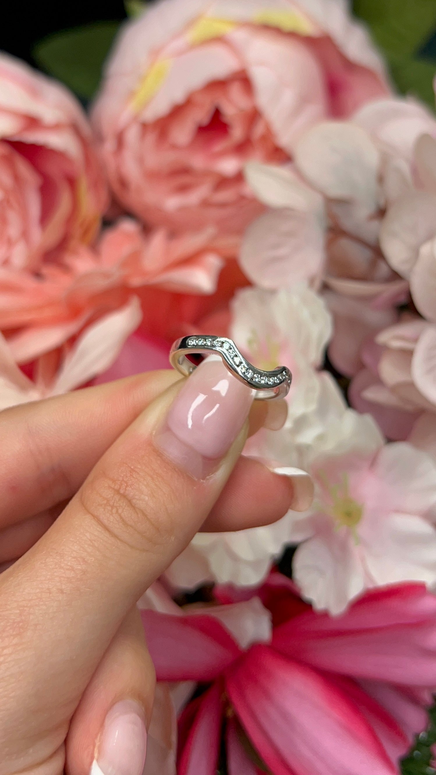 9 Carat White Gold Diamond Shaped Half Eternity Ring