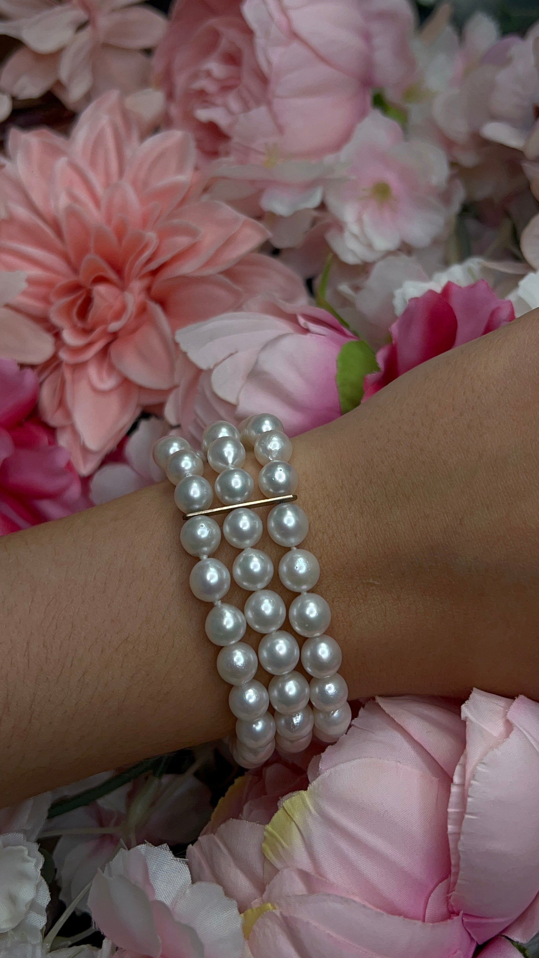 Pre-Owned 9 Carat Yellow Gold Pearl Bracelet