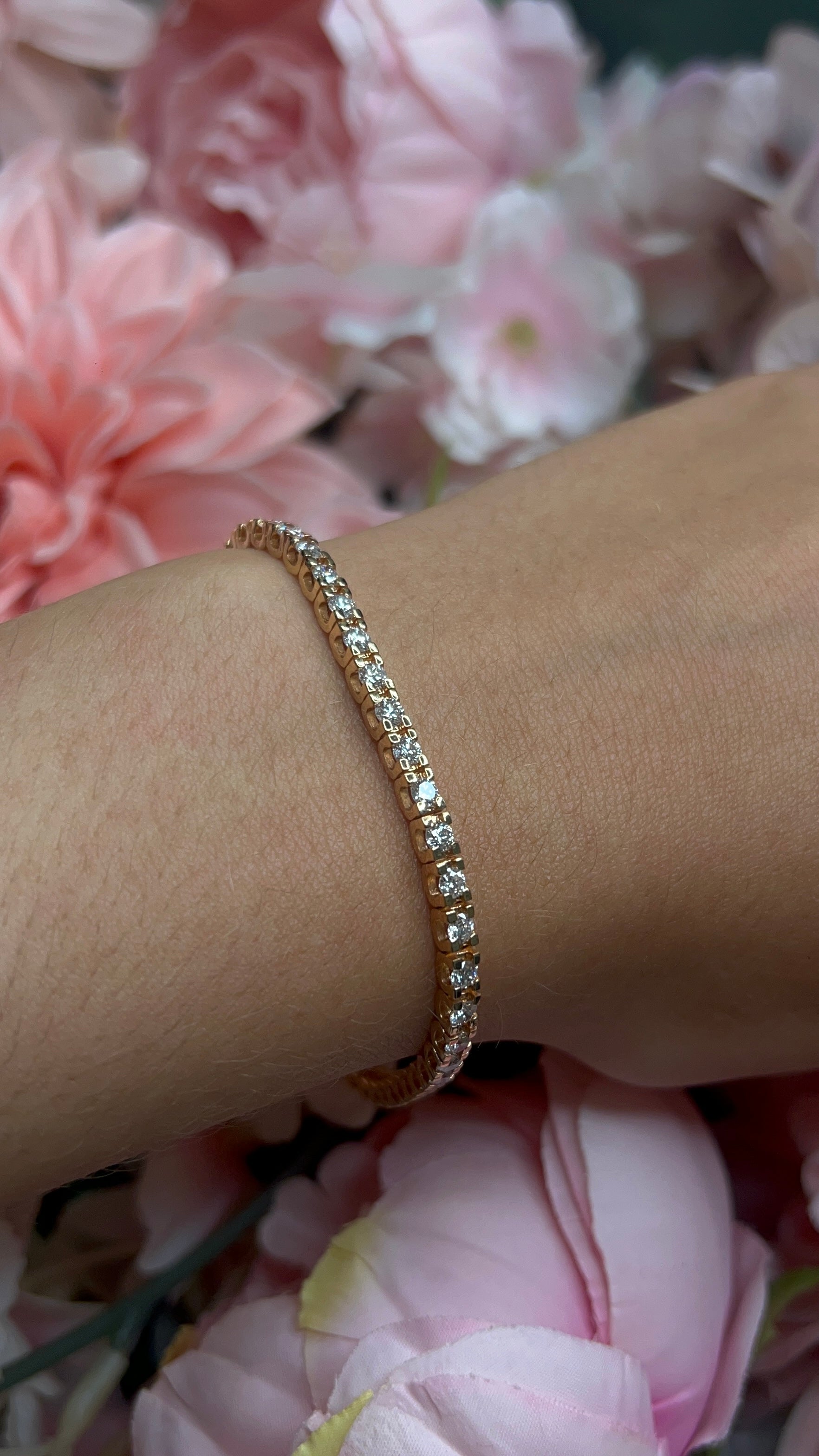 18 Carat Rose Gold Diamond Line Bracelet