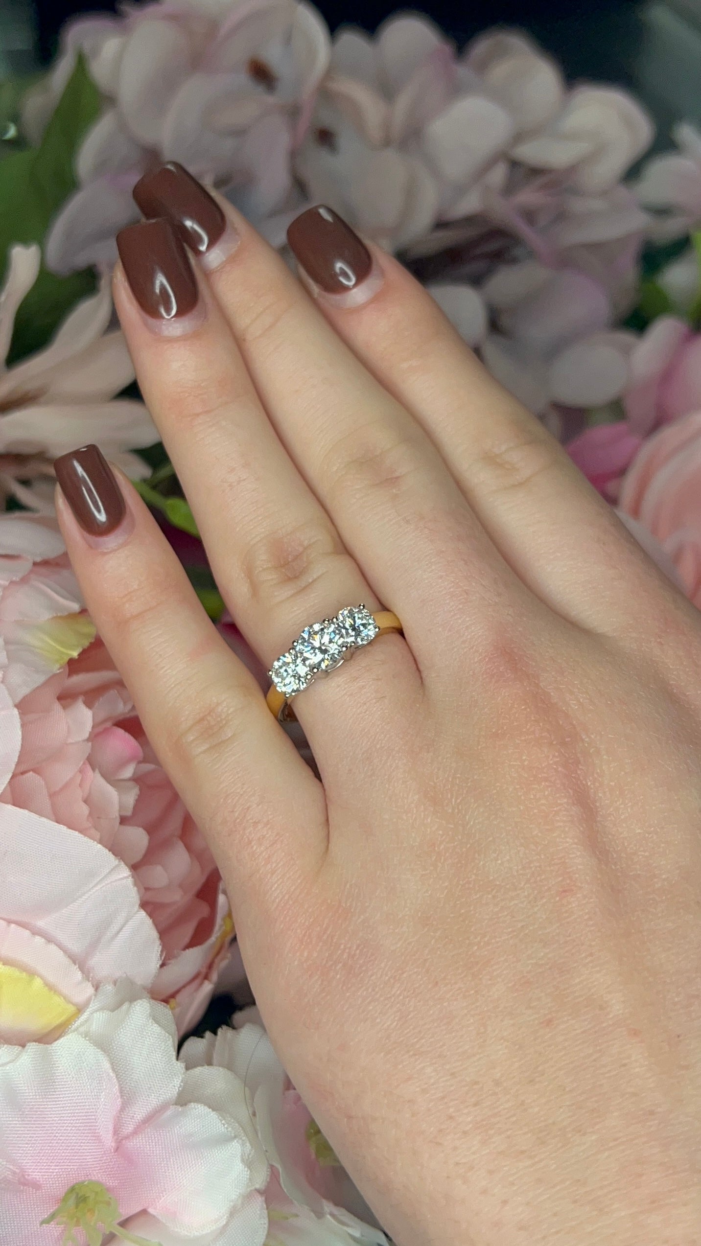 18 Carat Yellow Gold Laboratory Grown Trilogy Diamond Ring