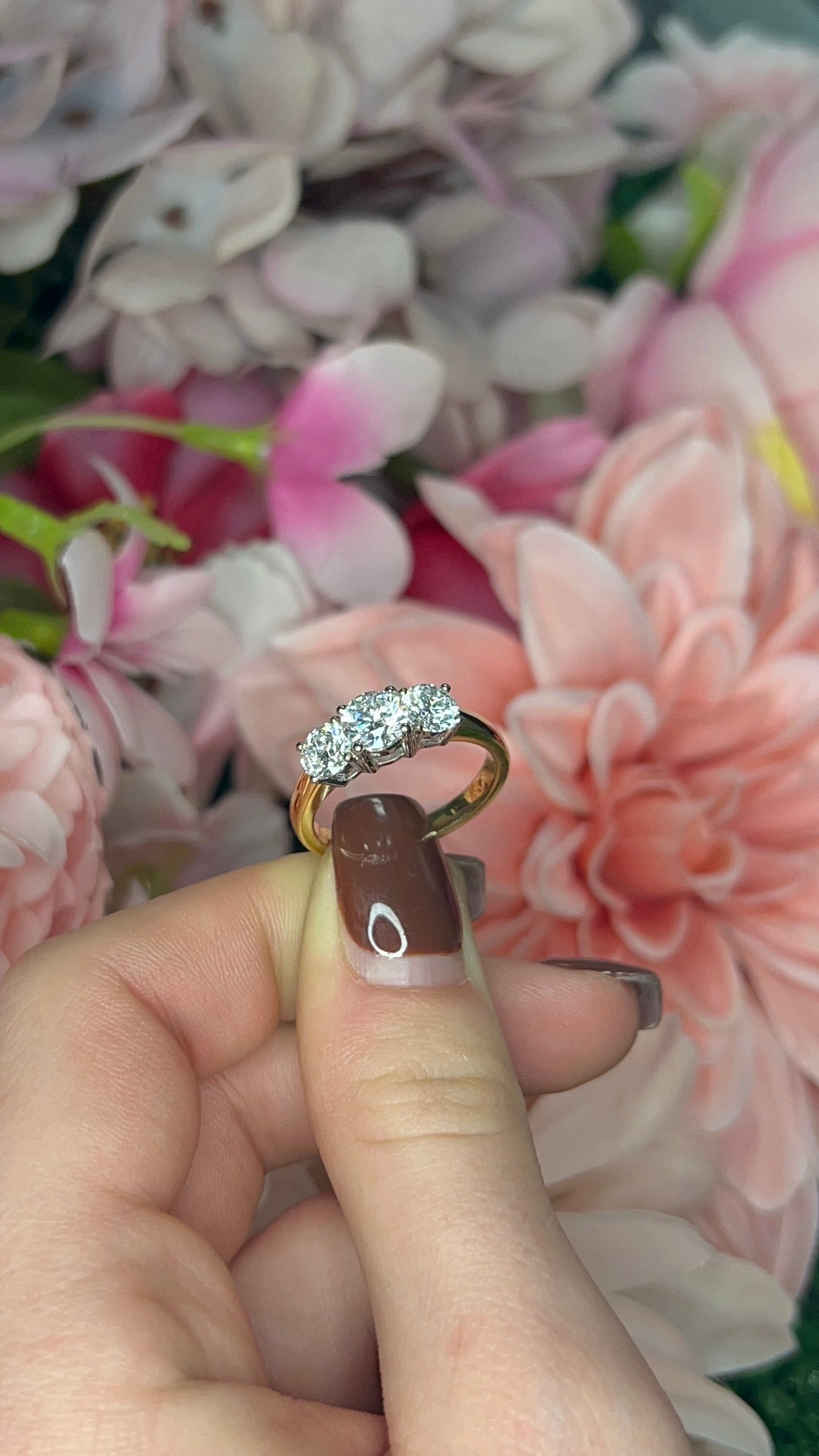 18 Carat Yellow Gold Laboratory Grown Trilogy Diamond Ring