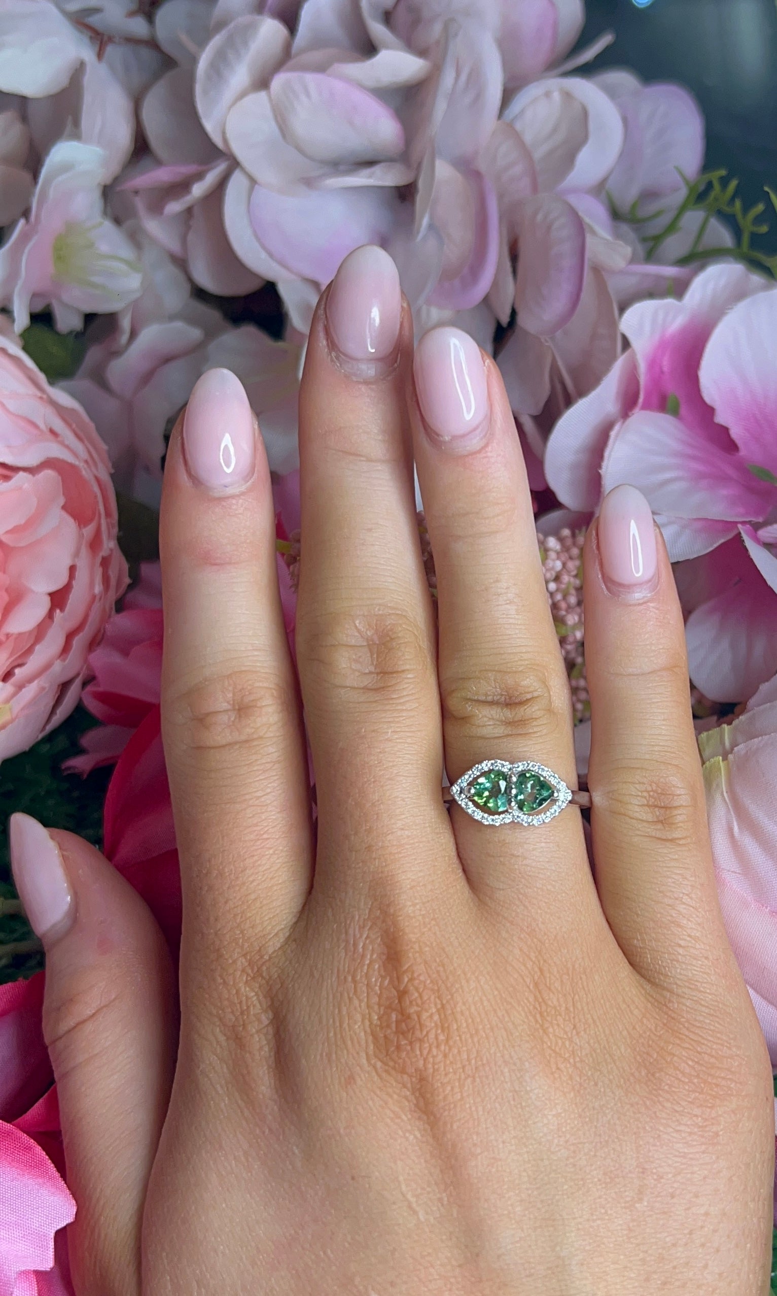 18 Carat White Gold Tourmaline & Diamond Dress Ring