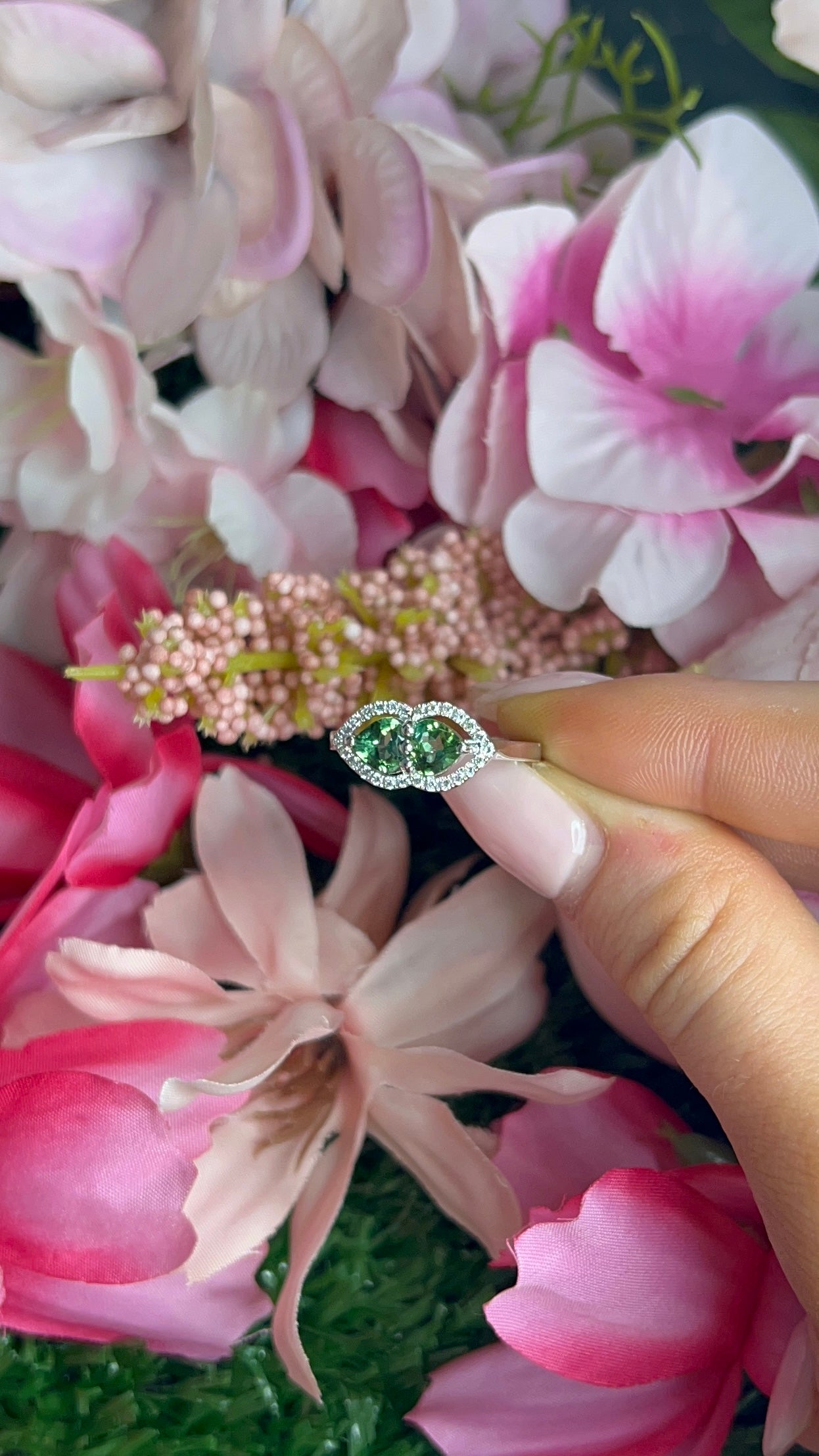18 Carat White Gold Tourmaline & Diamond Dress Ring