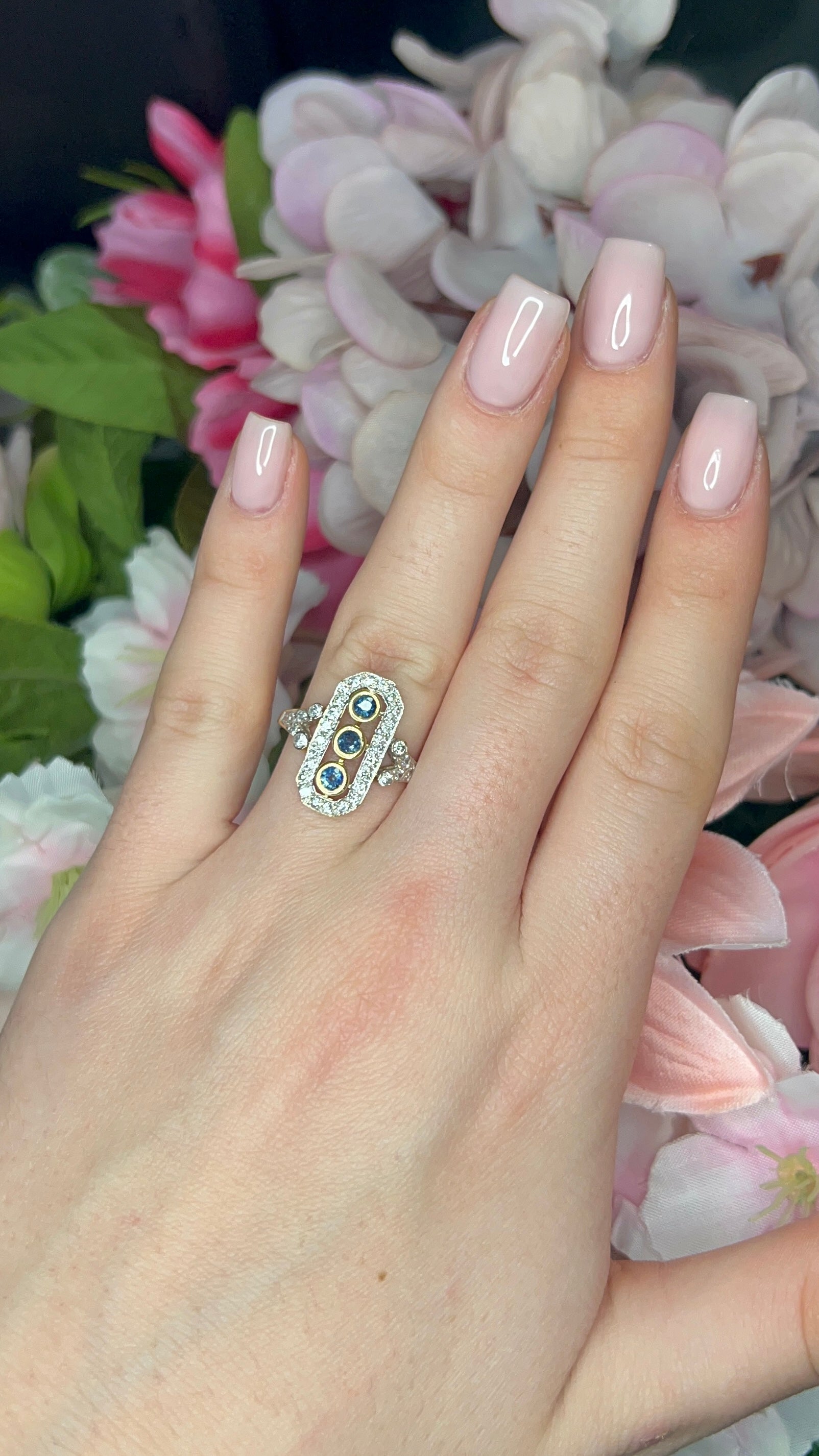 18 Carat Yellow Gold Sapphire and Diamond Dress Ring