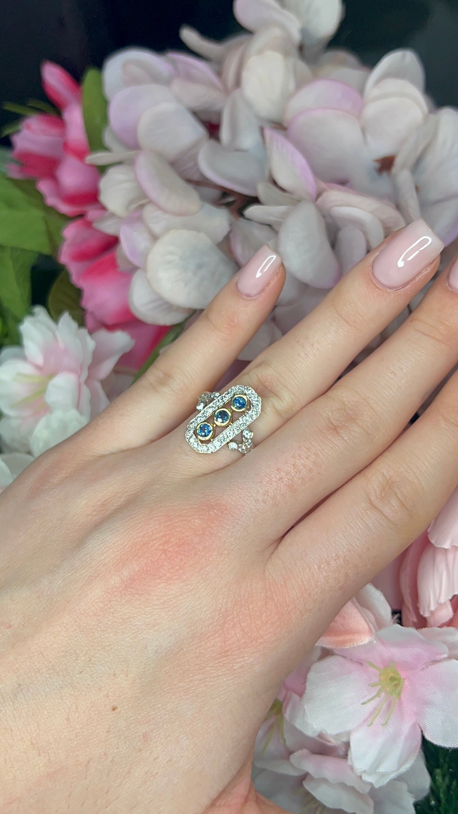 18 Carat Yellow Gold Sapphire and Diamond Dress Ring