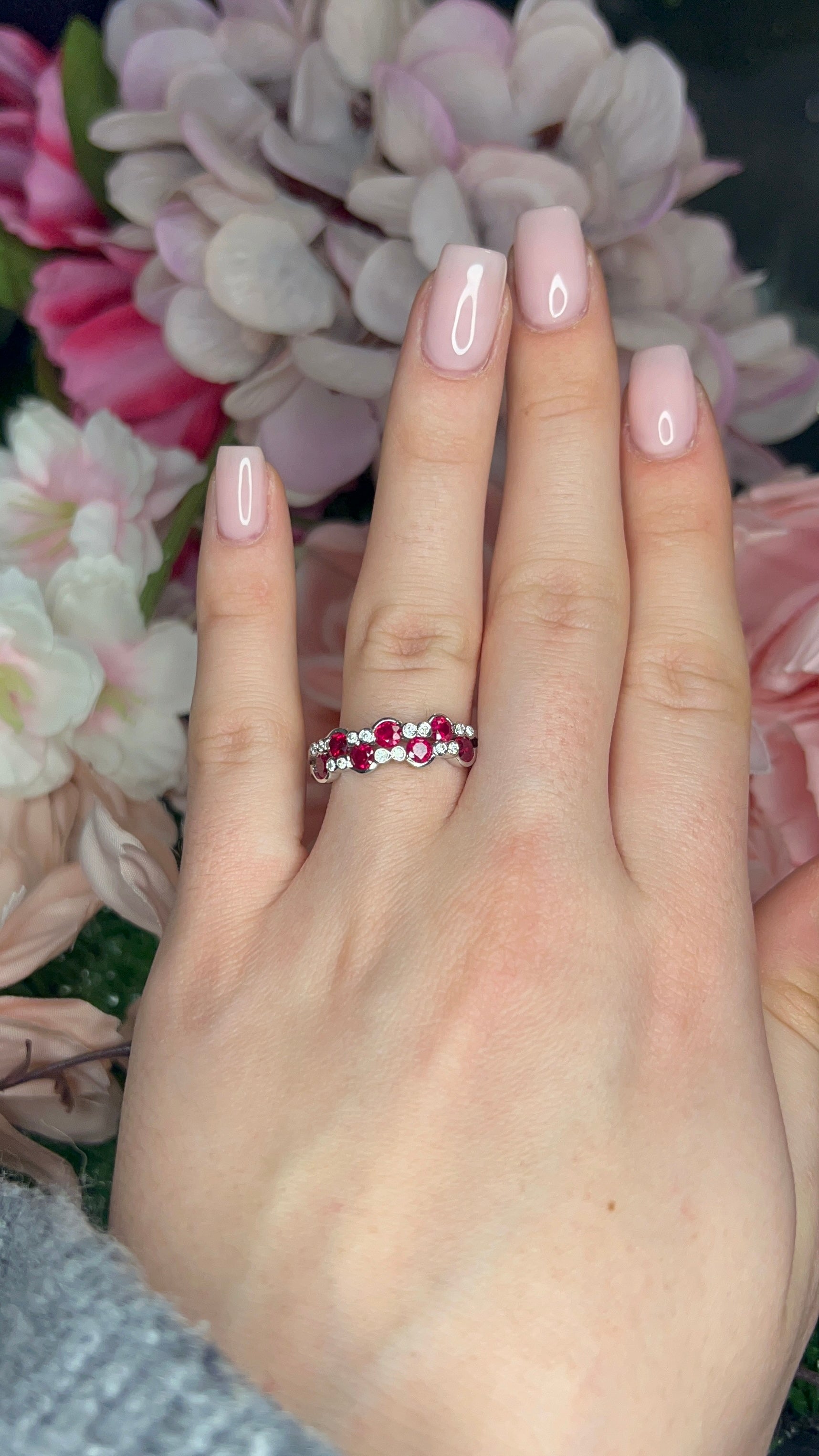 18 Carat White Gold Ruby and Diamond Ring