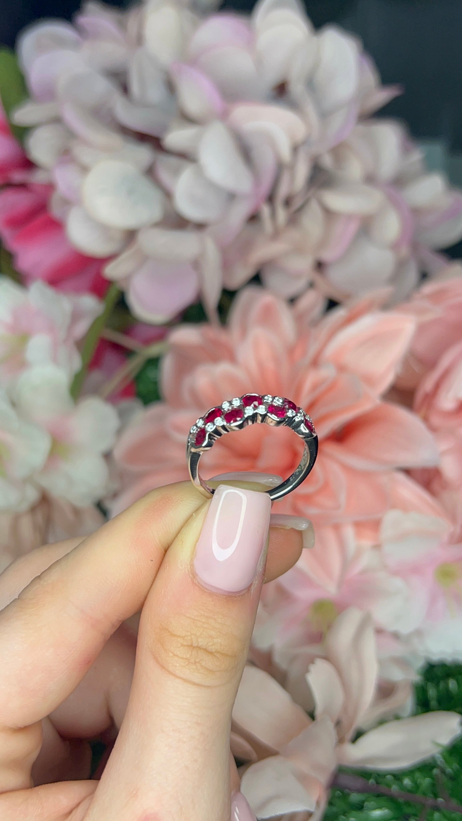 18 Carat White Gold Ruby and Diamond Ring