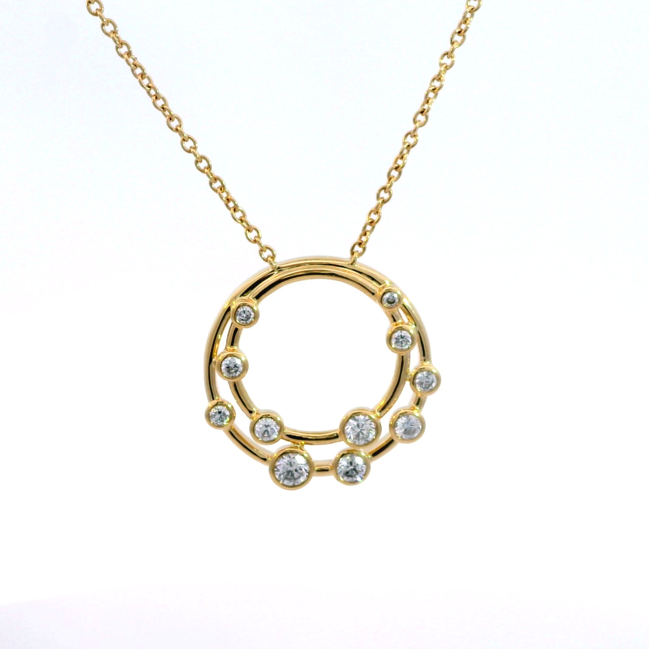 18 Carat Yellow Gold Diamond Rain Dance Necklace