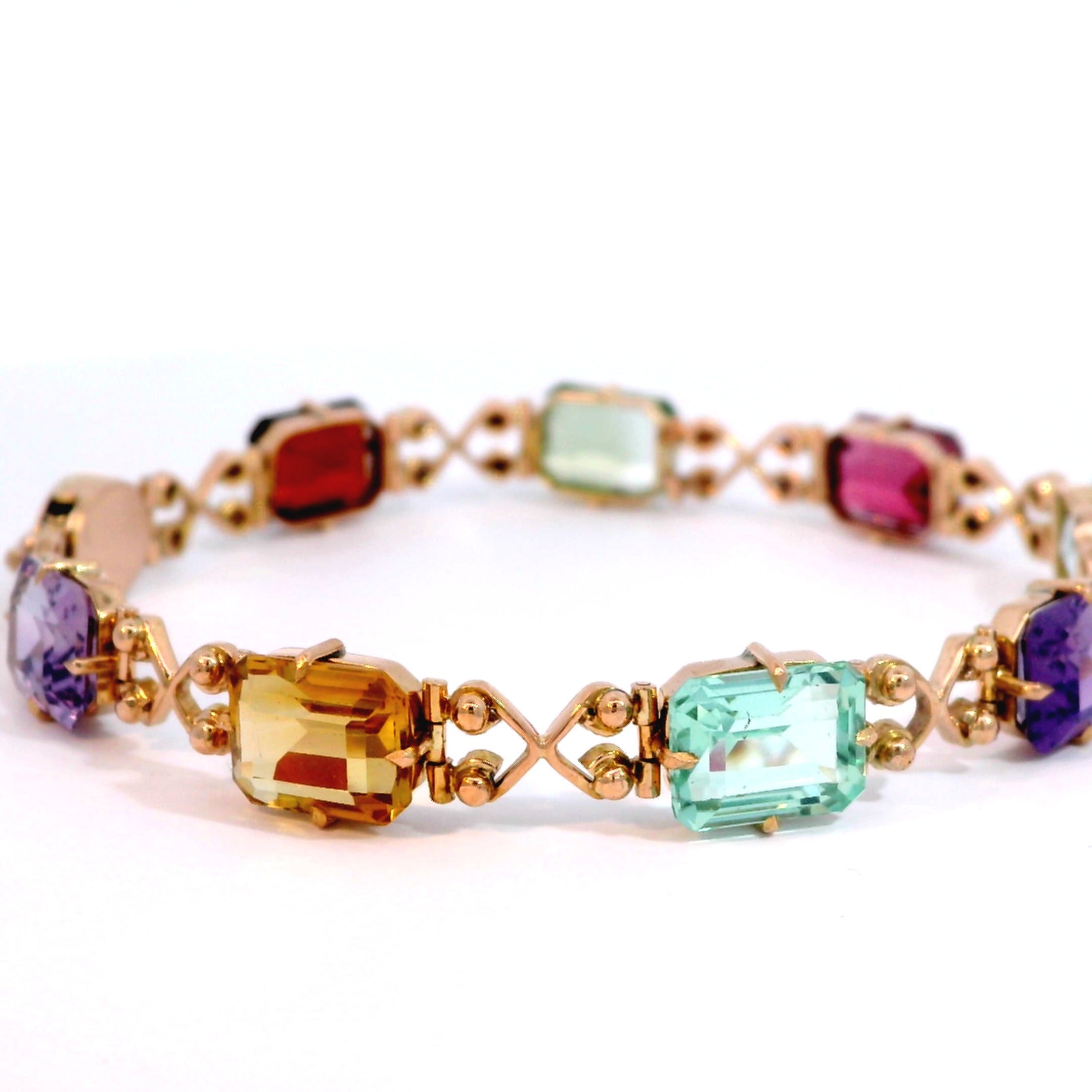 18 Carat Yellow Gold Multi Stone Bracelet