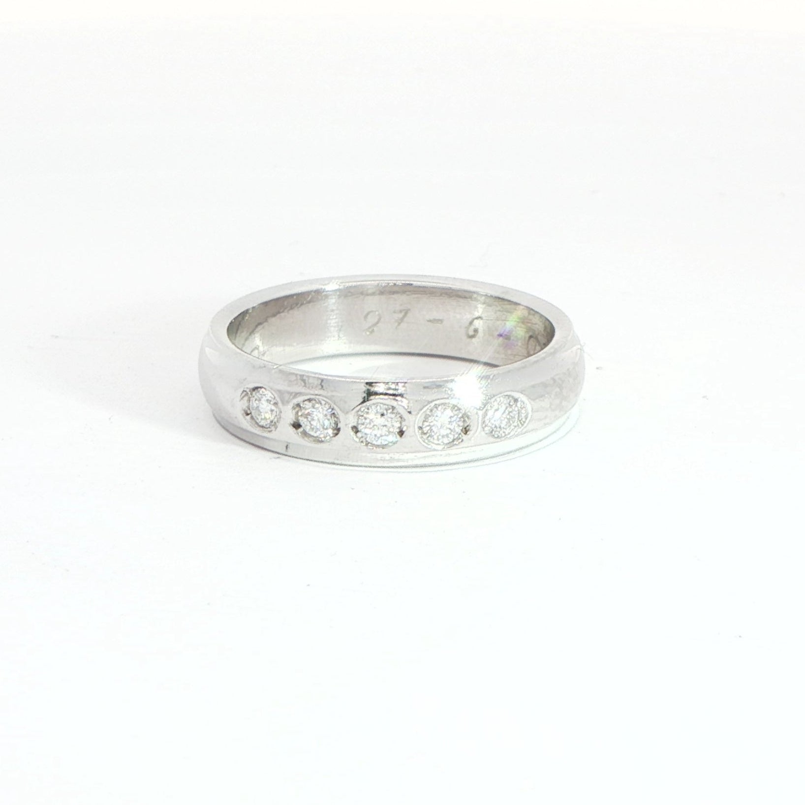 Platinum Five Stone Diamond Band Ring