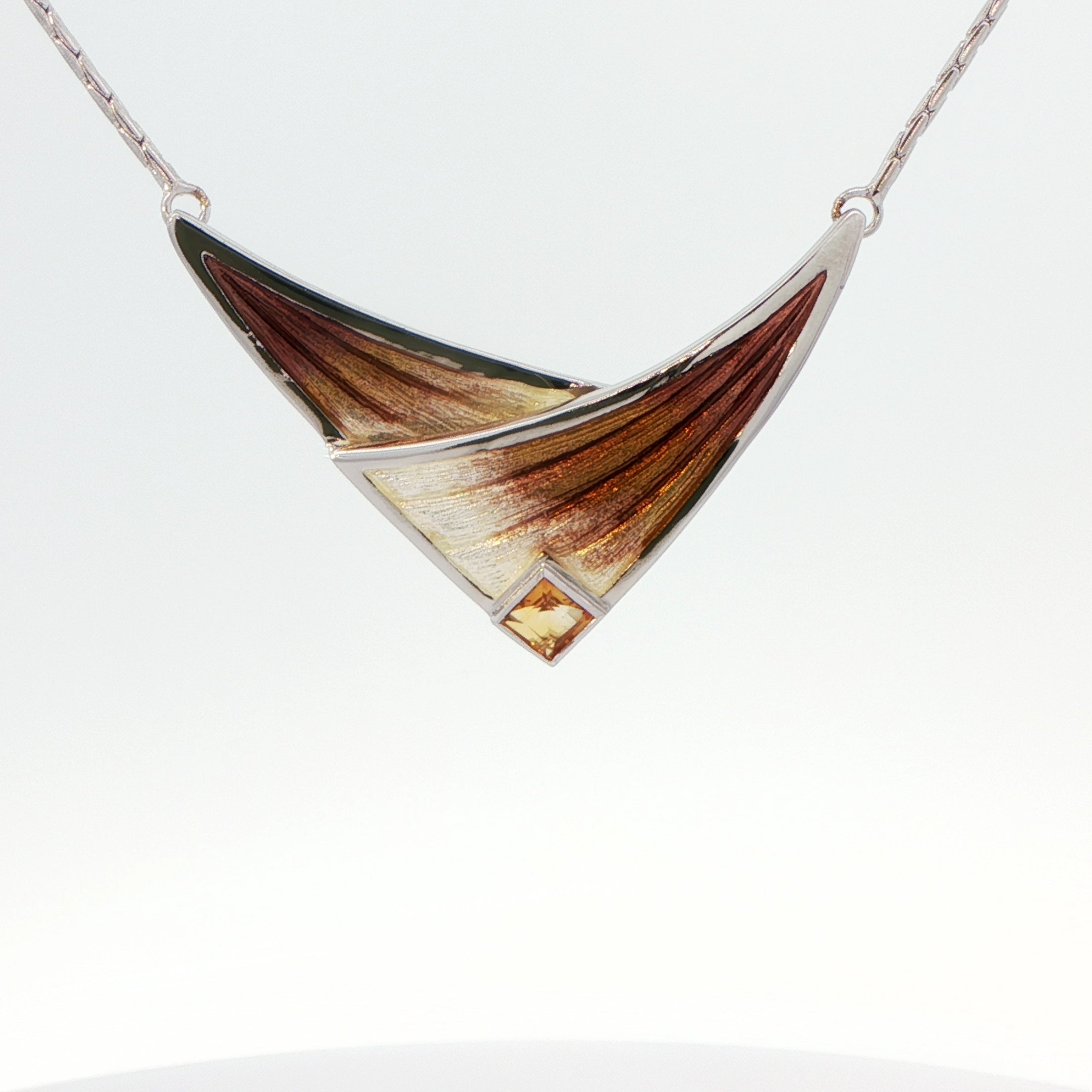 Silver, Enamel and Citrine Necklace
