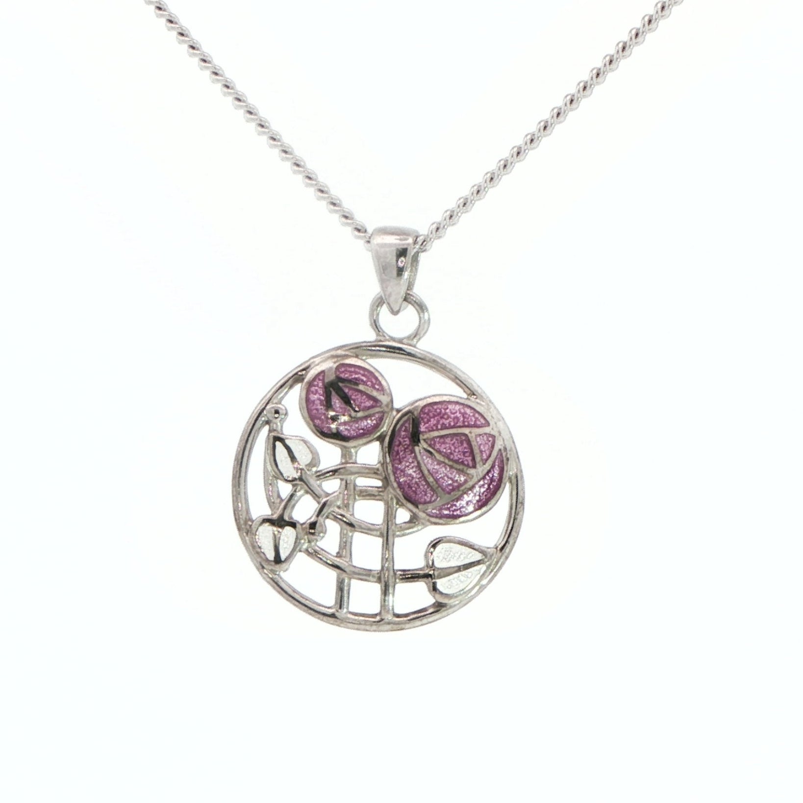 Silver Enamel Pendant on Chain