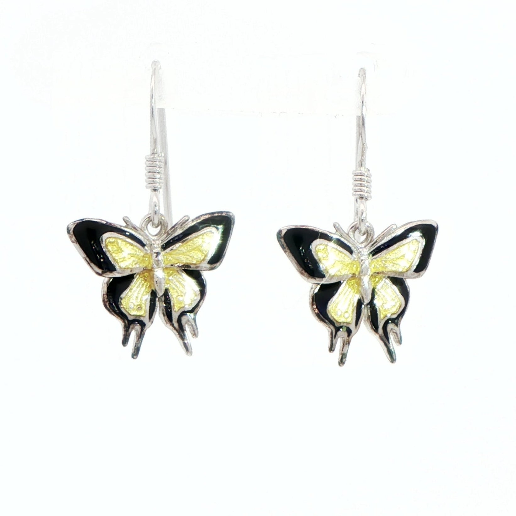 Silver and Enamel Butterfly Earrings