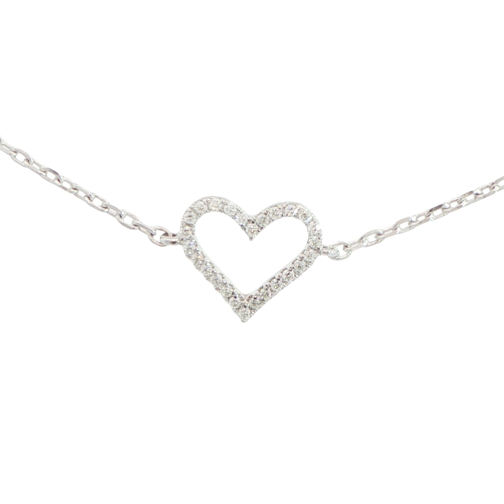 18 Carat White Gold Diamond Heart Bracelet