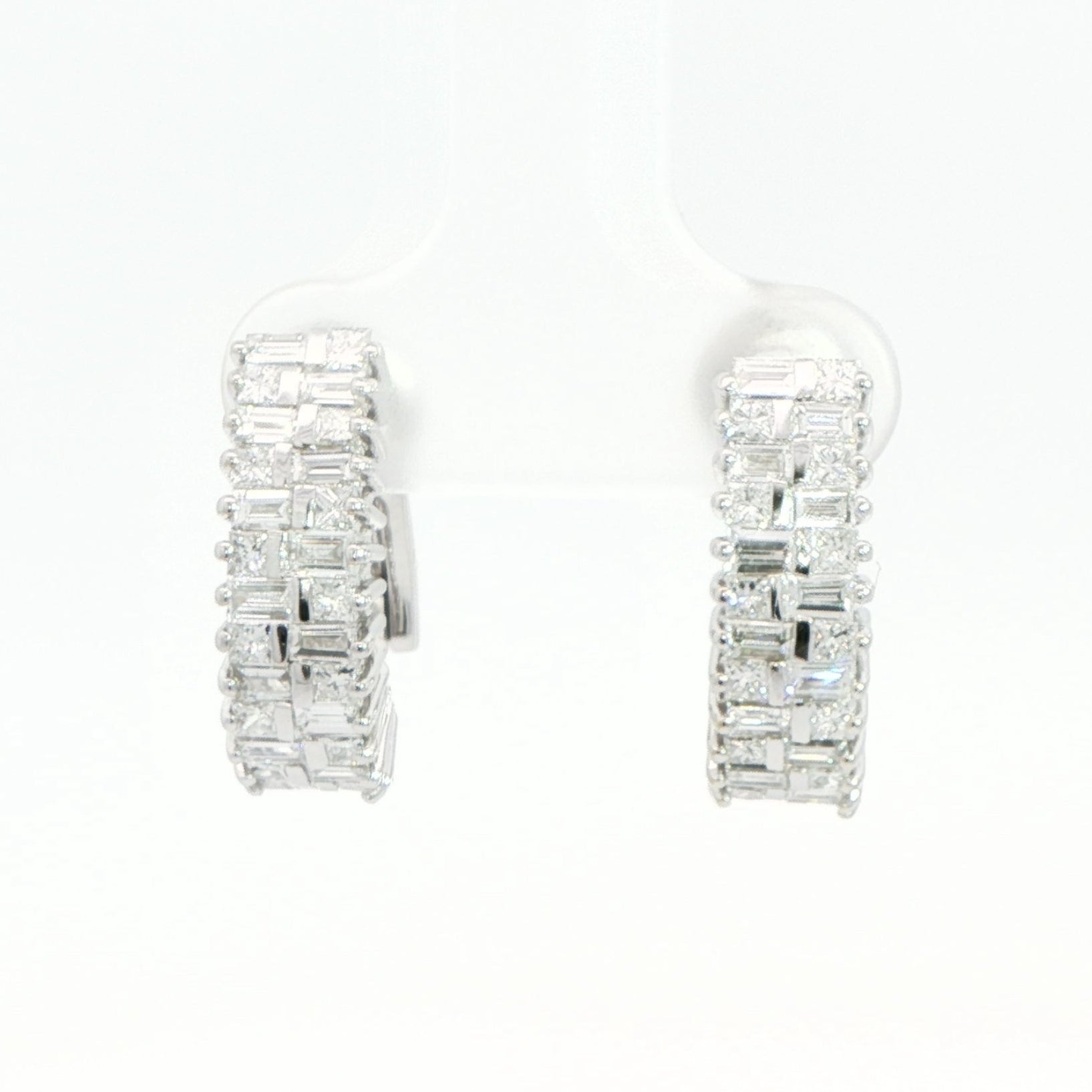 18 Carat White Gold Diamond Huggie Earrings
