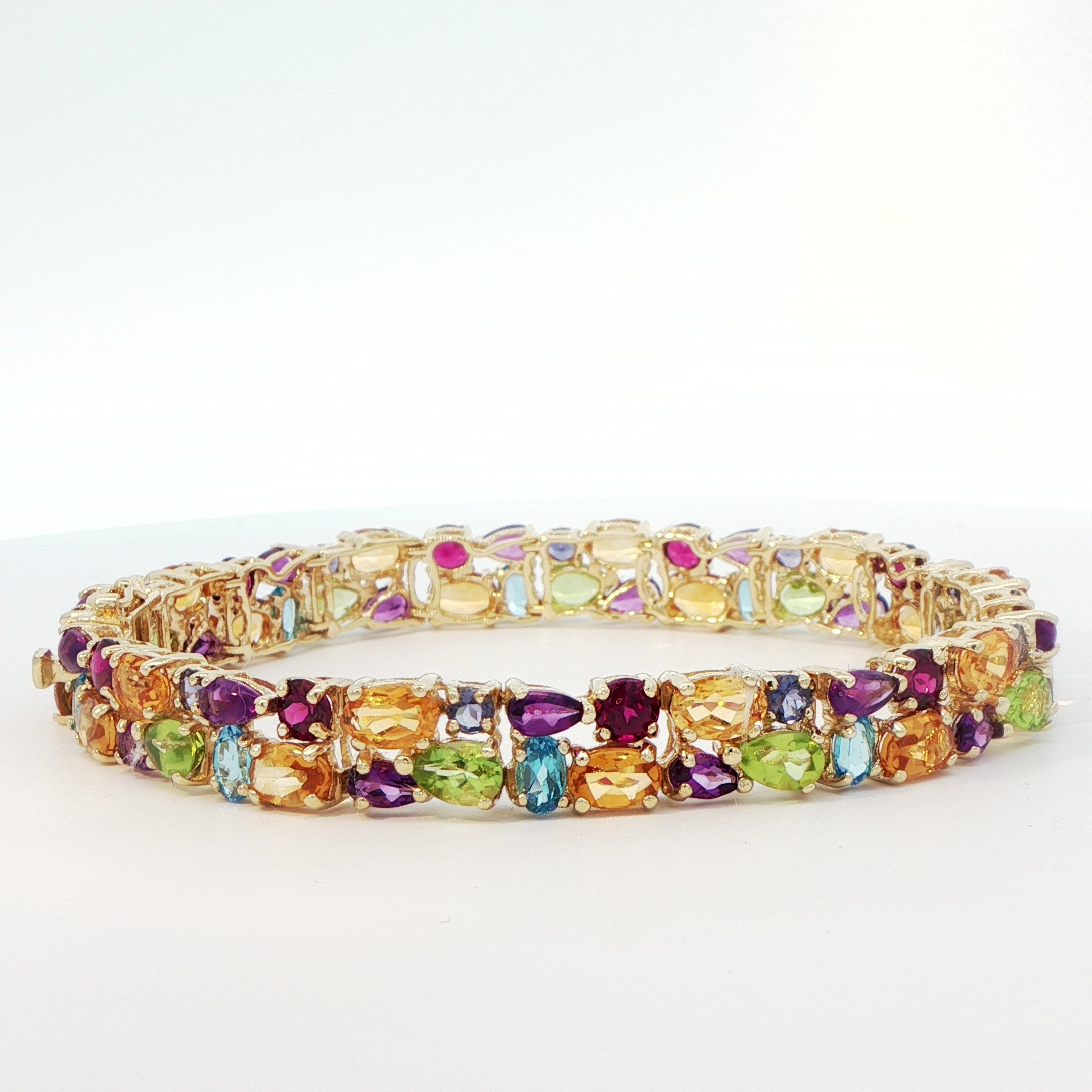 9 Carat Yellow Gold Multi Stone Bracelet