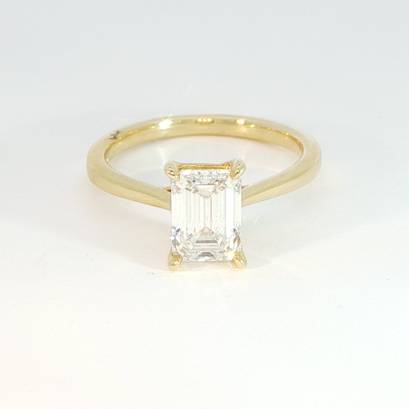 18 Carat Yellow Gold Laboratory Grown Emerald Cut Diamond Solitaire